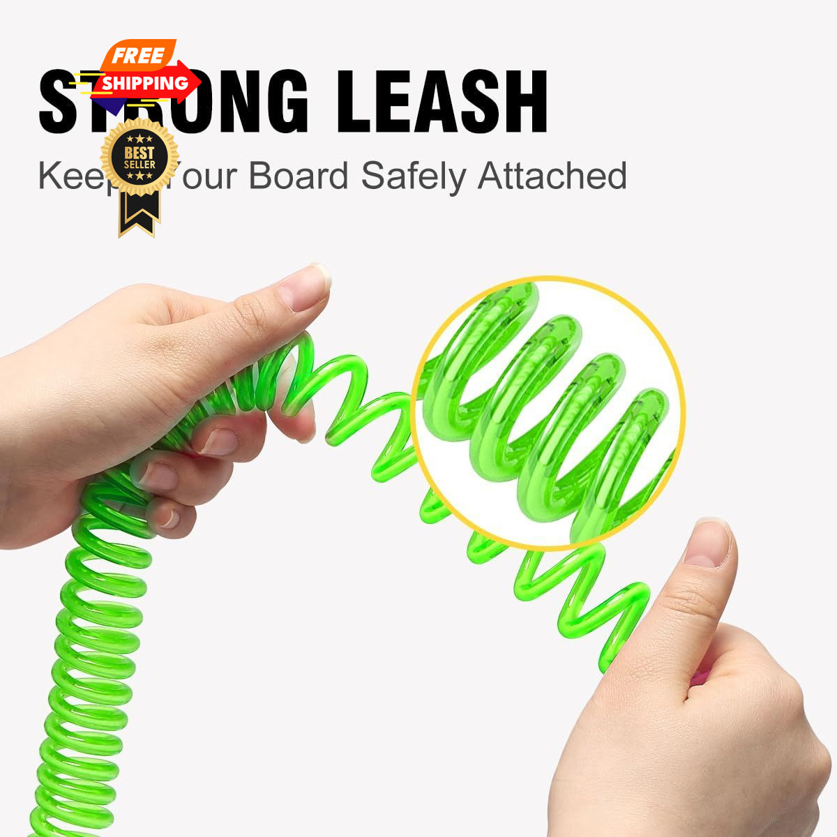 GEAVESS SUP Leash 11 Foot Coiled Stand Up Paddle Board ‎11ft & 5.5mm, Green