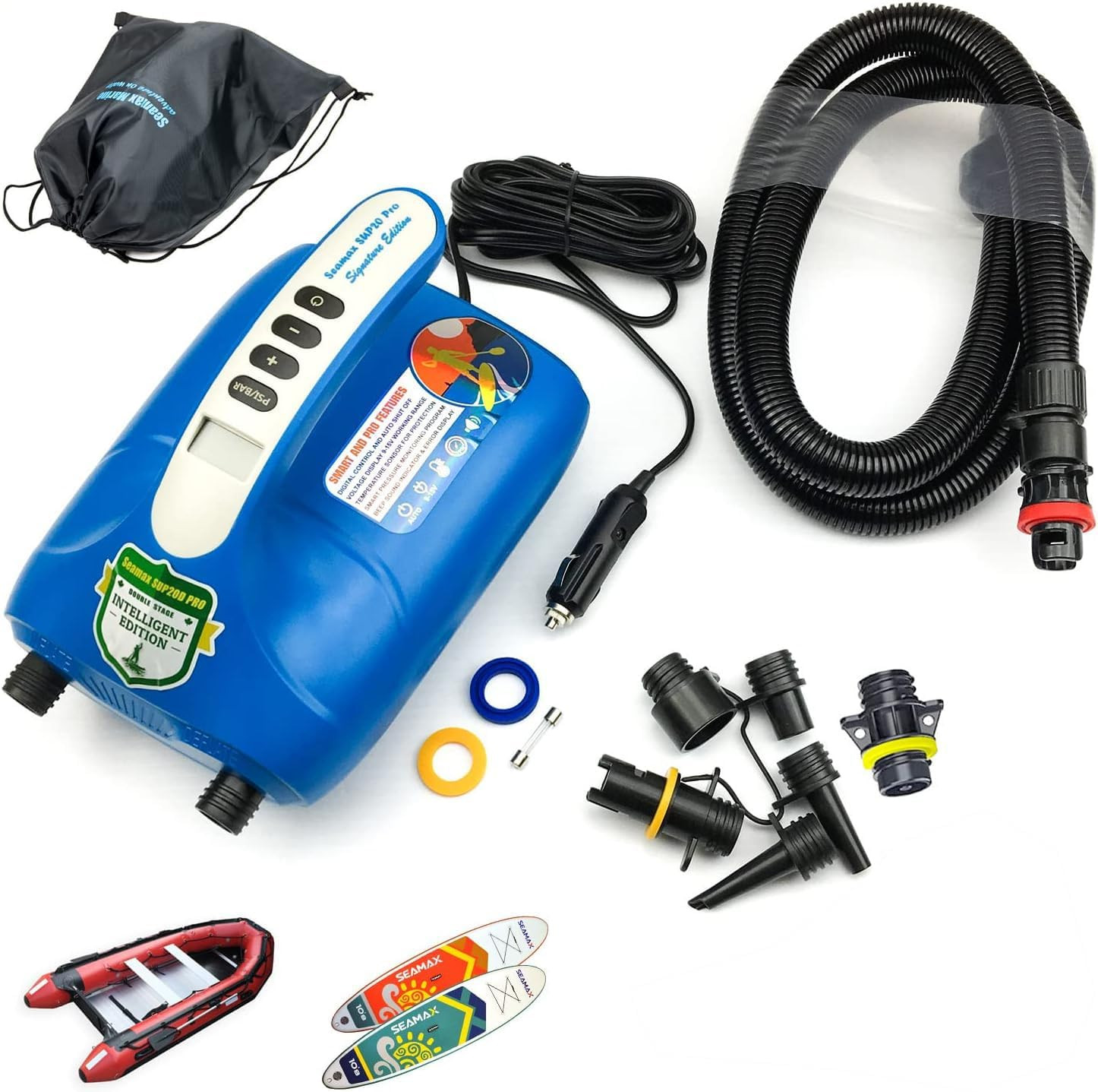 Seamax SUP20D 20PSI Double Stage Electric Air Pump for Inflatable SUP and Boat,