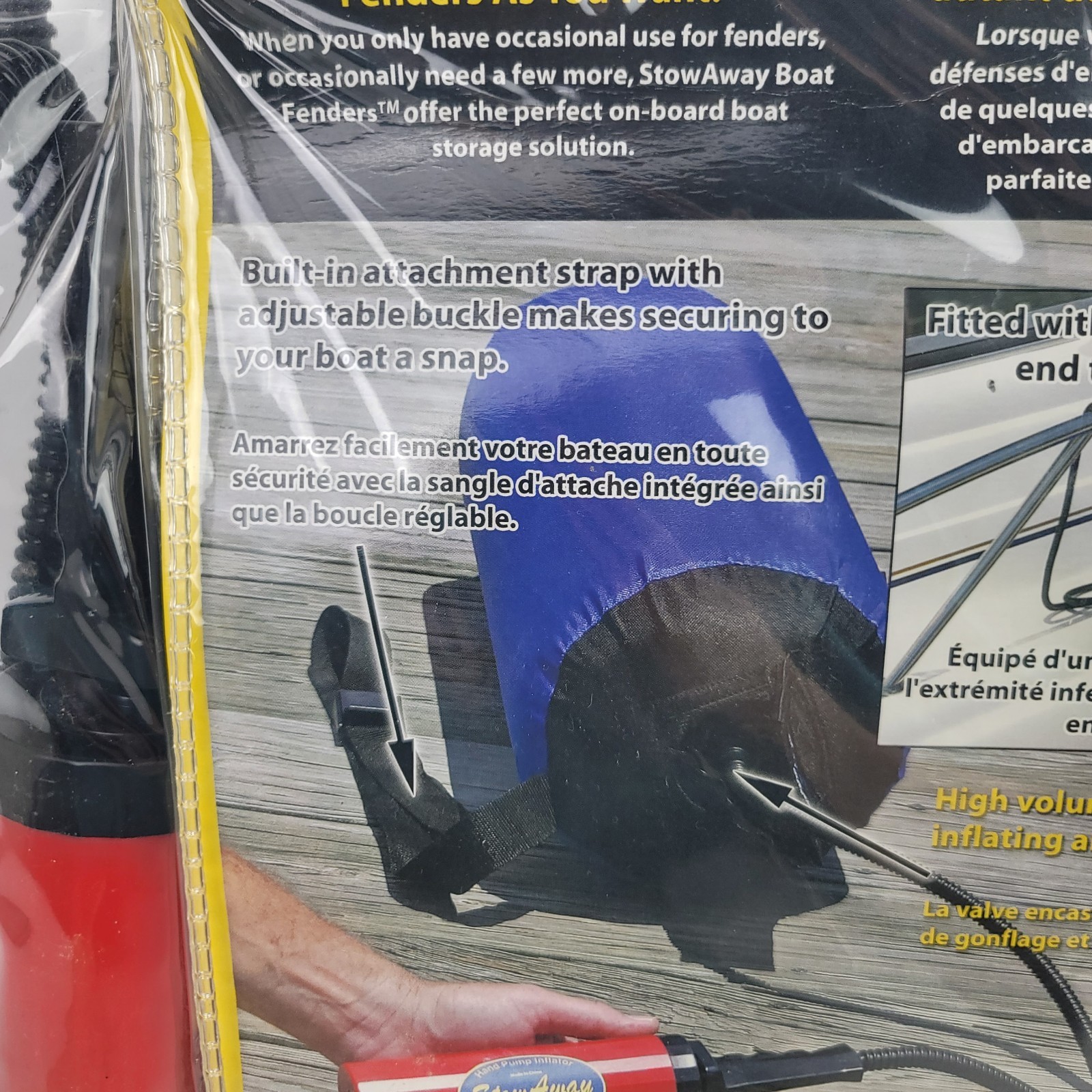 Stowaway Inflatable Deflatable Boat Fender Bumper w/ Pump [2 – 8”x 24″] NOS