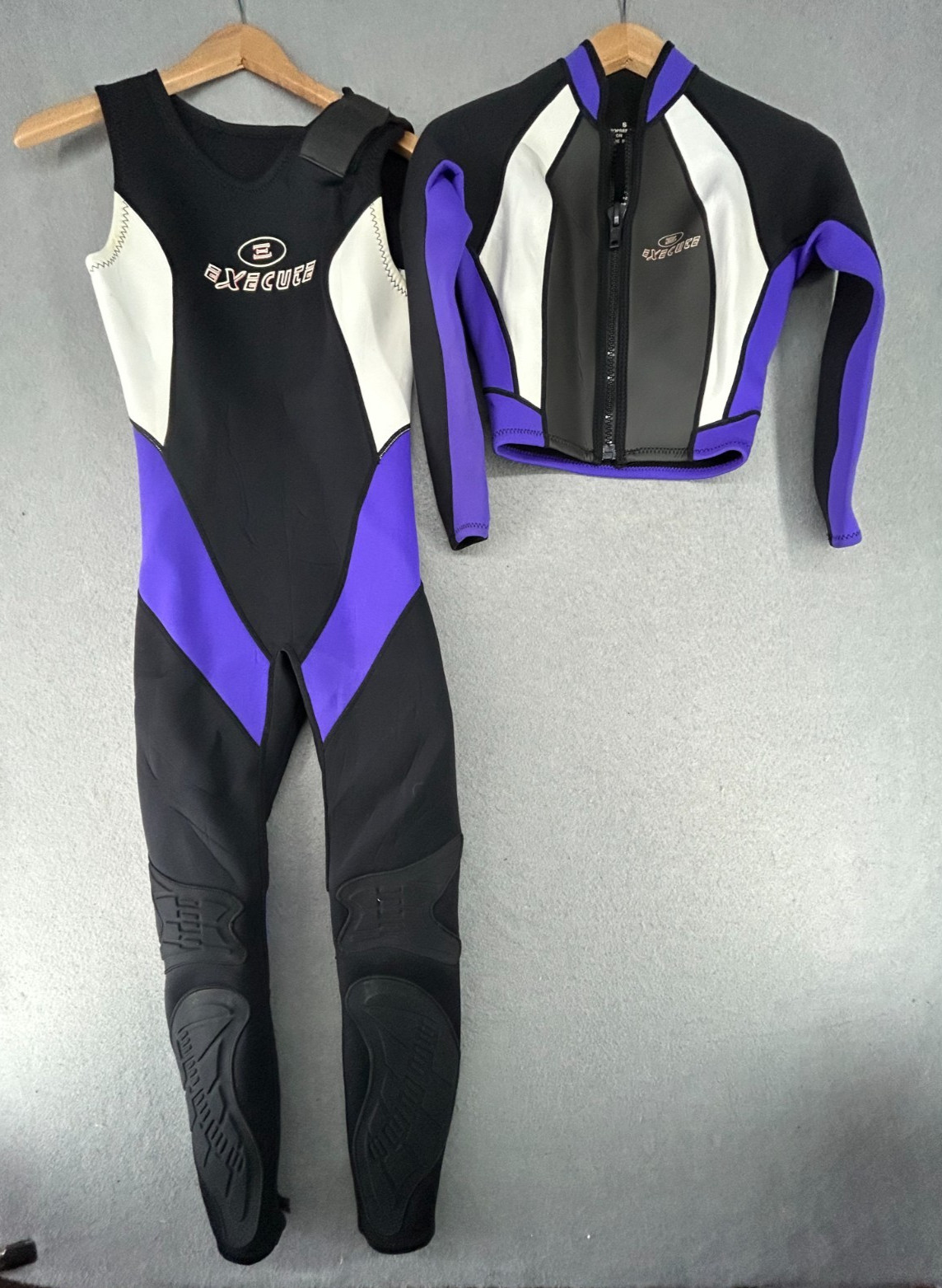 Execute Wetsuit 2 Piece Full Suit Set Sz Small Purple White Black
