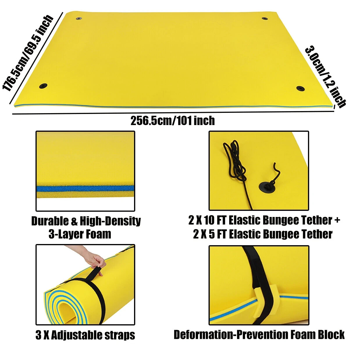Floating Water Pad 101″x69.5″ – Tear-Resistant XPE Foam Mat for Lake, Pool & Bea