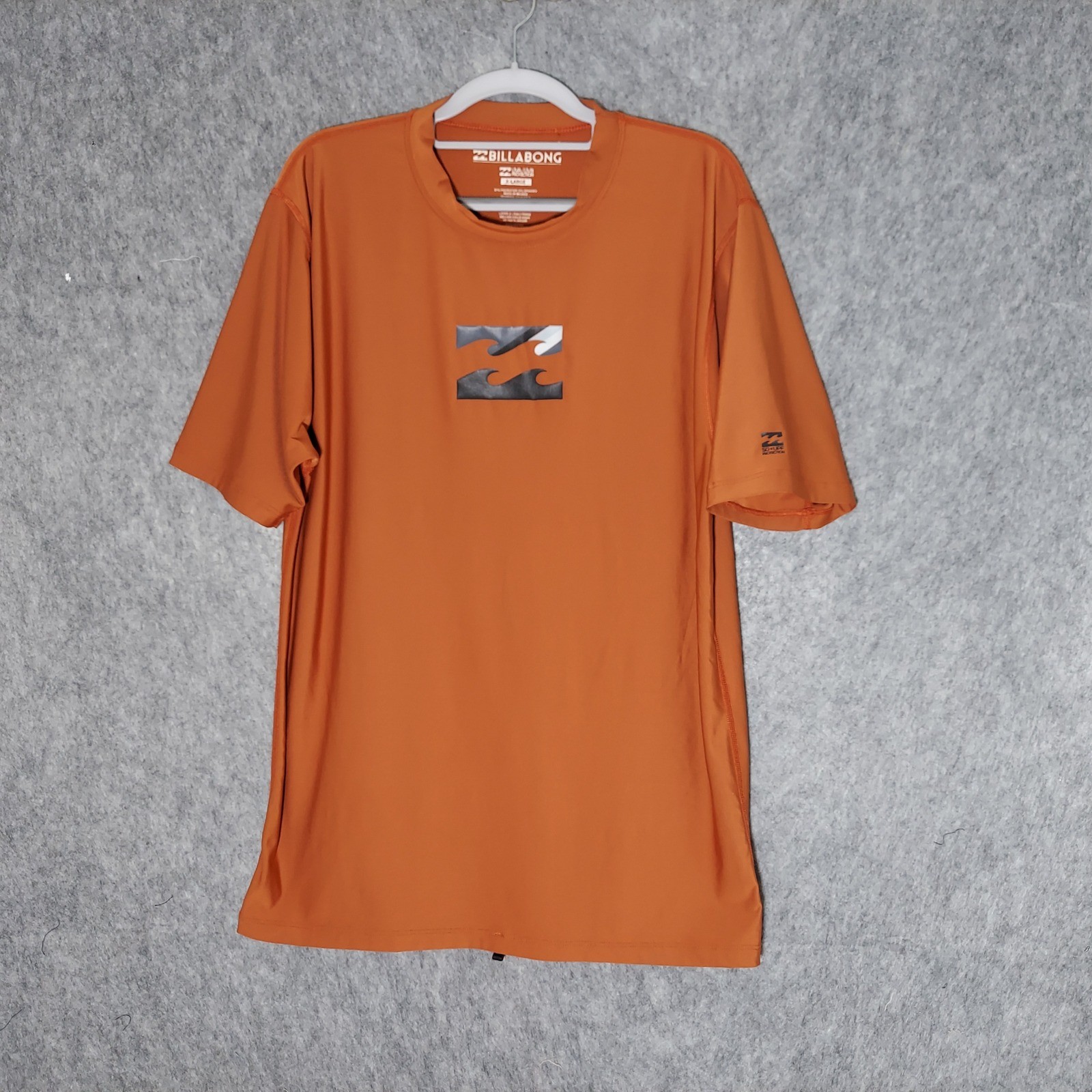 Billabong Mens Rash Guard XL Orange Coastal UPF 50+ Sun Protection Swim Shirt