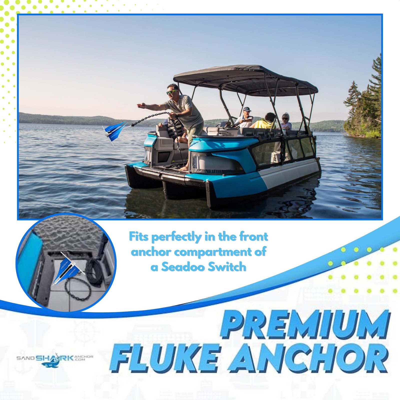 SandShark Premium Fluke Anchor-Retractable Shaft for Easy Storage-Aluminum Po…
