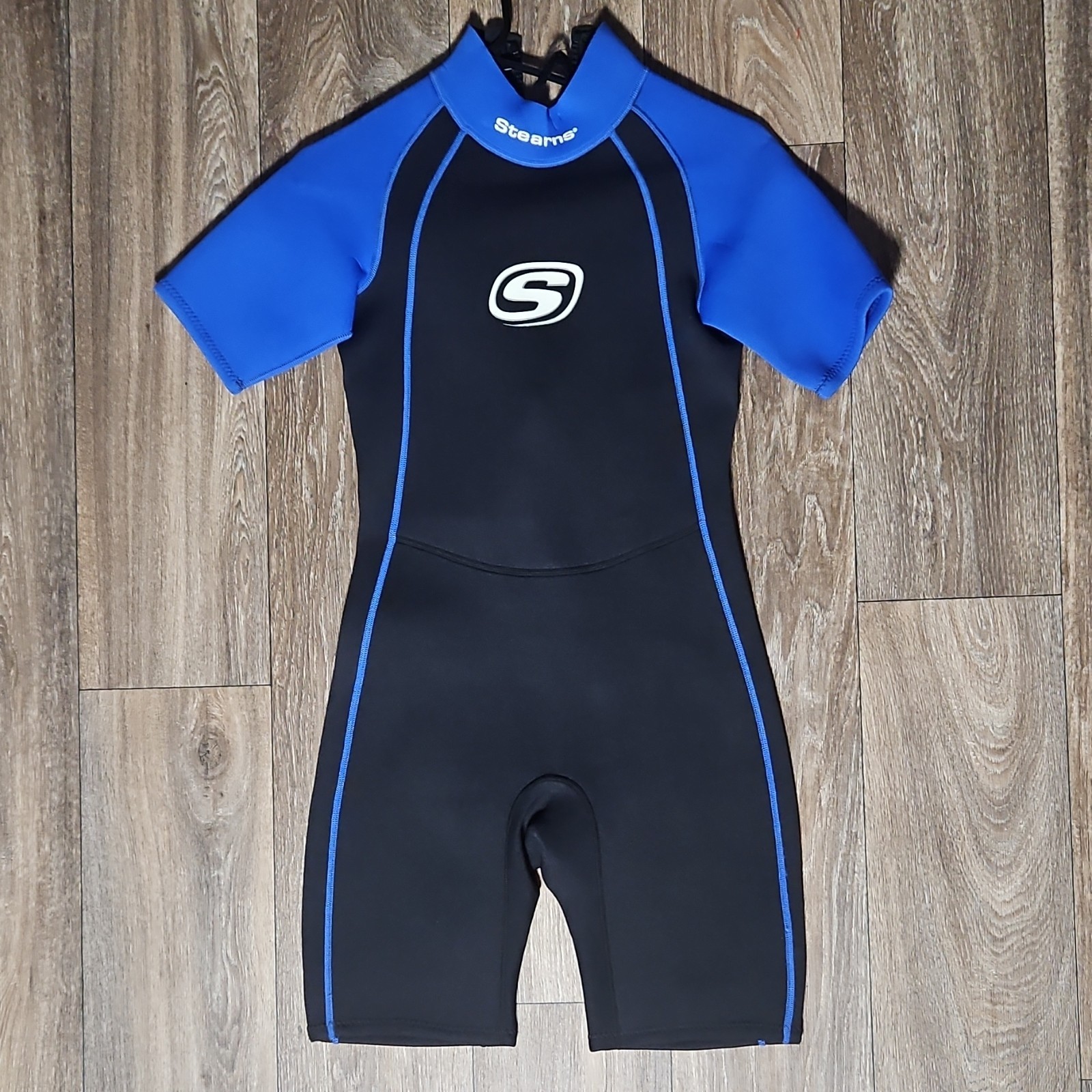 Stearns Men’s Short Sleeve Wetsuit Large Black Blue Made in Thailand