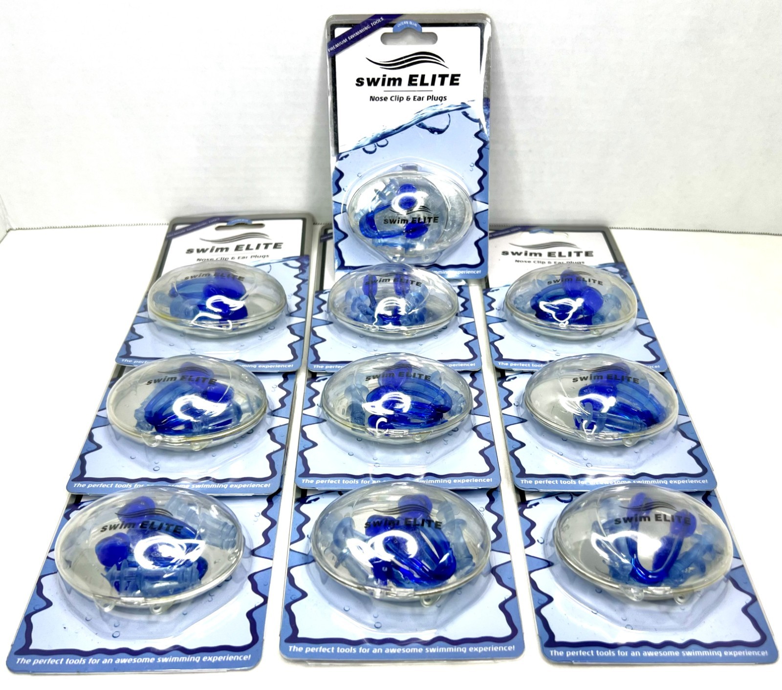 Lot Qty 10 – Adult Swimming Ear Plugs Nose Clip Set Blue – Swim Elite X000PHTIBL