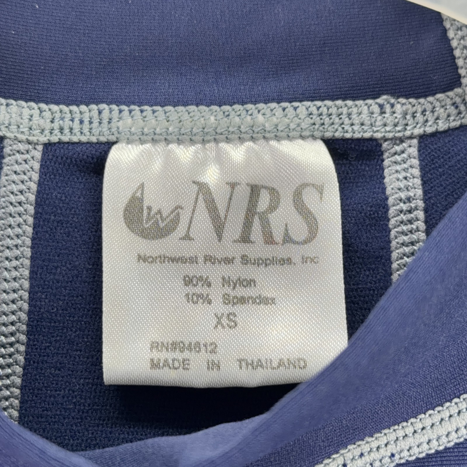 NRS Rash Guard Men’s XS Navy Blue Gray Color Block Nylon Spandex Outdoor Beach