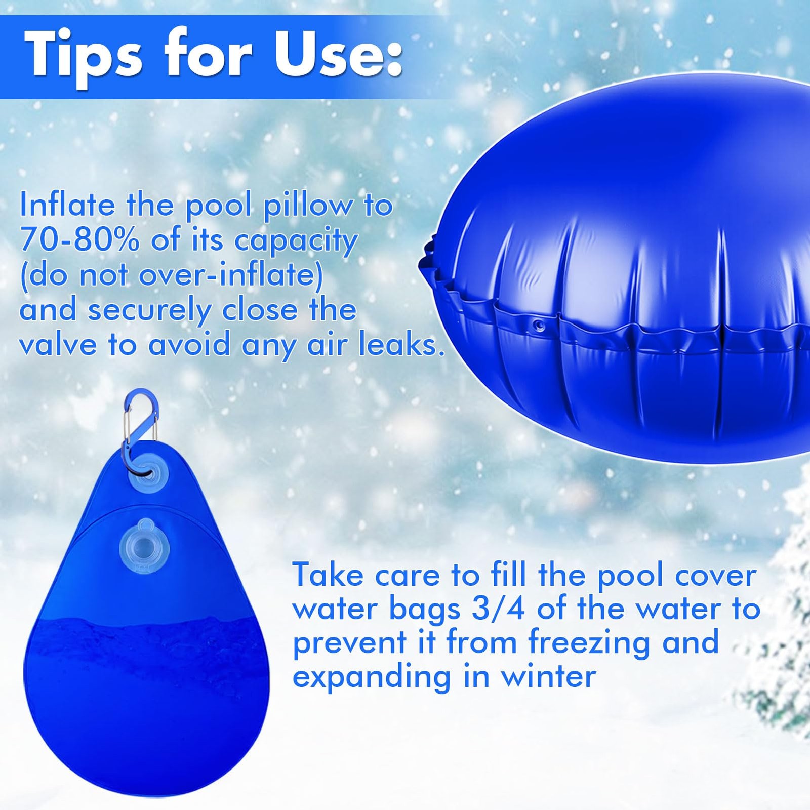 Pool Pillow Inflatable Air Pillow Water Bags 5 Ft 16 Pack 65 Ft Rope Above