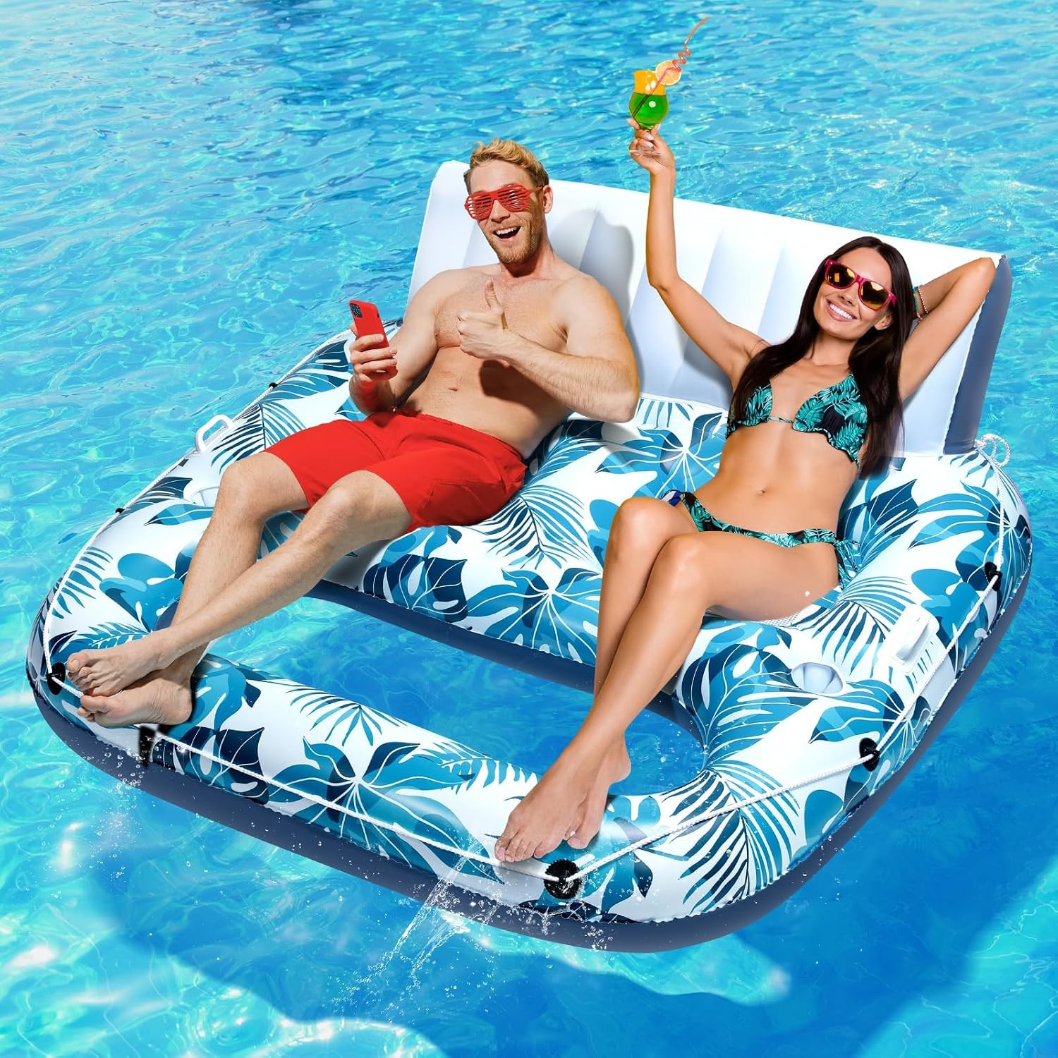 Pool Floats Adult 1-2-3 Person Inflatable Lounger, Extra Large Tanning Recliner