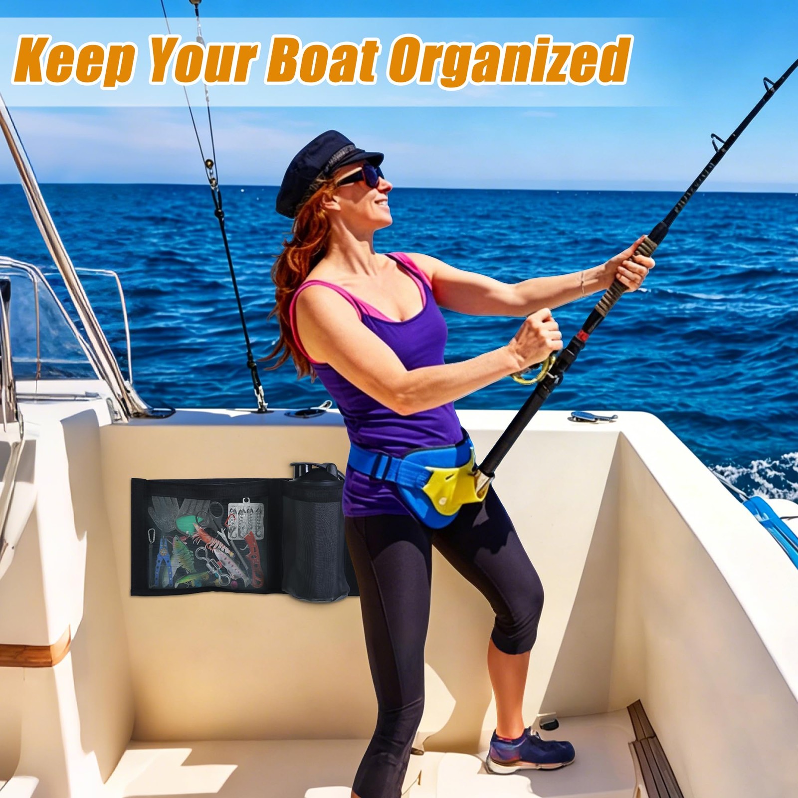 15.6×7.9 Inch Boat Storage Mesh Bag Cup Holder Marine Caddy Organizer 2 PCS