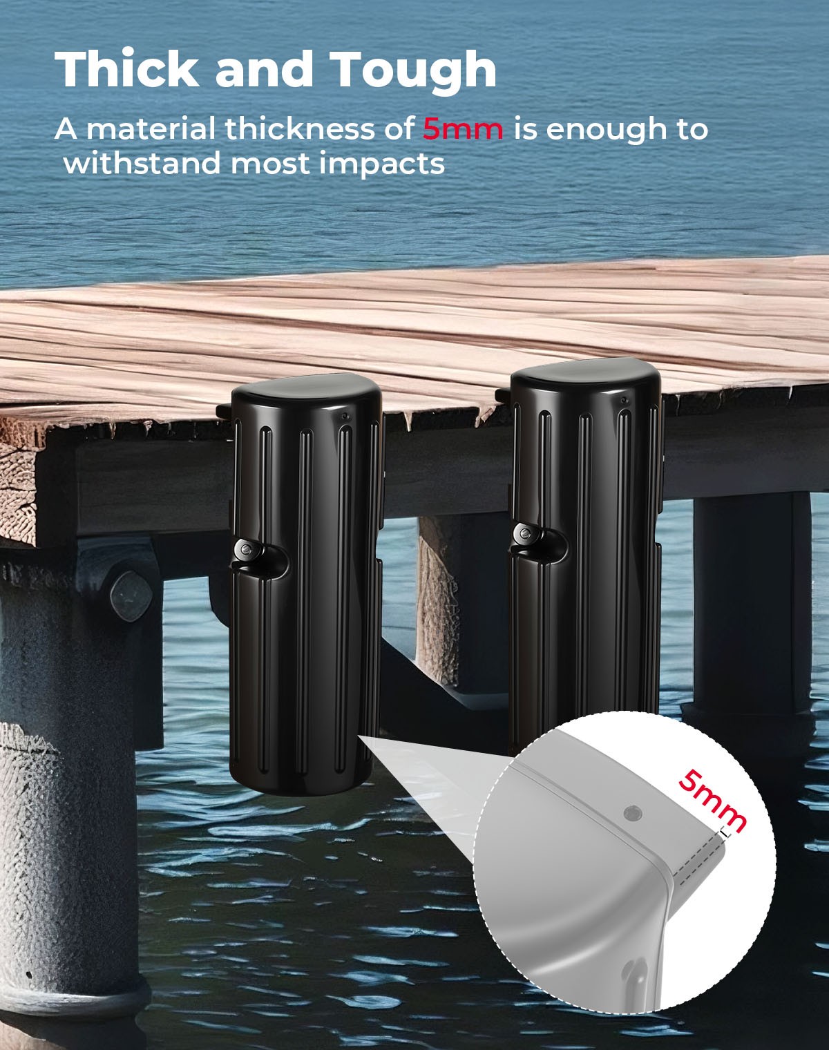 KEMIMOTO 2PCS Dock Bumpers Boat Dock Bumpers Marine Fenders for Edge or Side