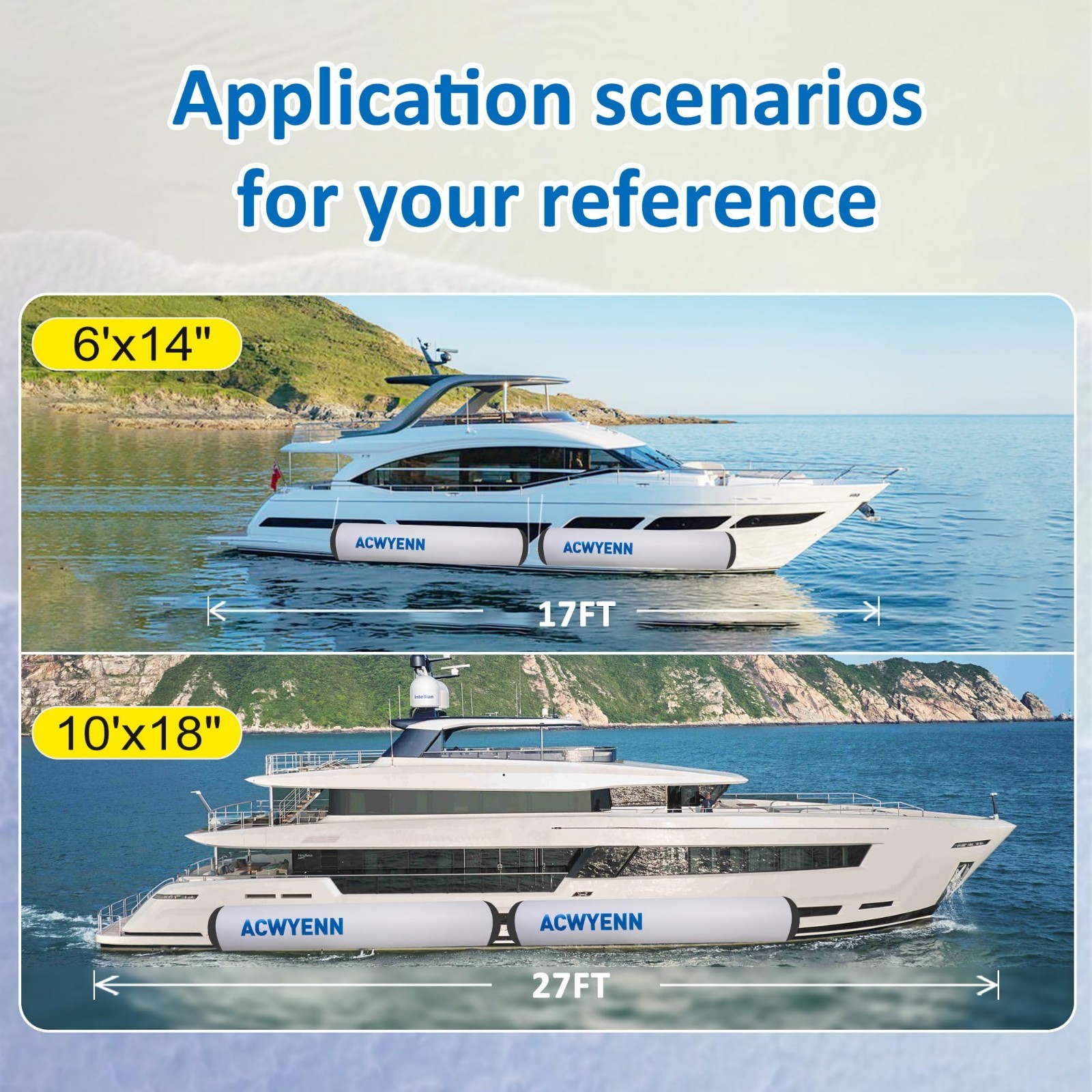 Large Inflatable Boat Bumpers & Dock Fenders for Fishing, Yachts, Jet Ski, Ponto