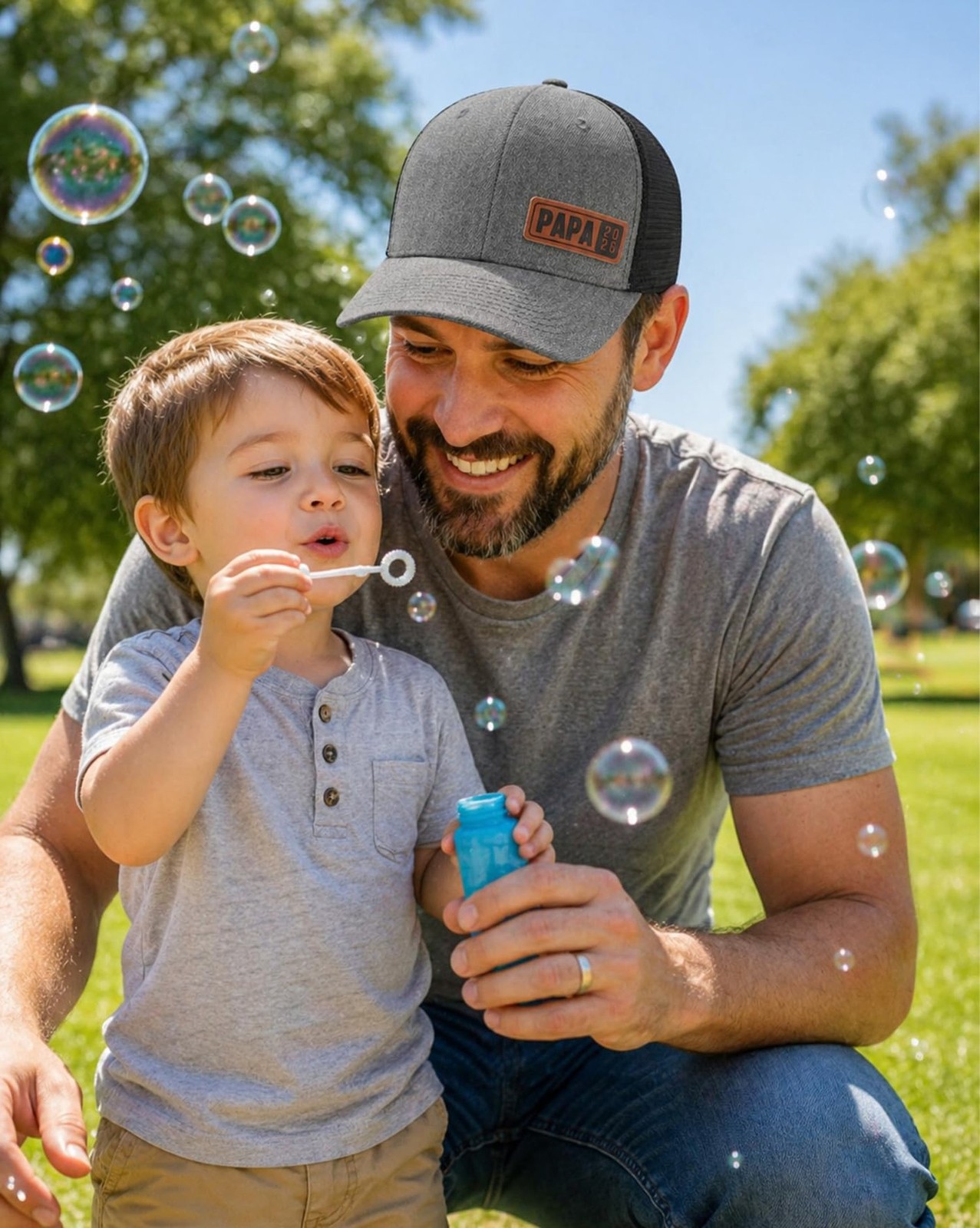Papa Est 2026 Trucker Hat for First Time Dad, Gifts for New Daddy Husband fro…