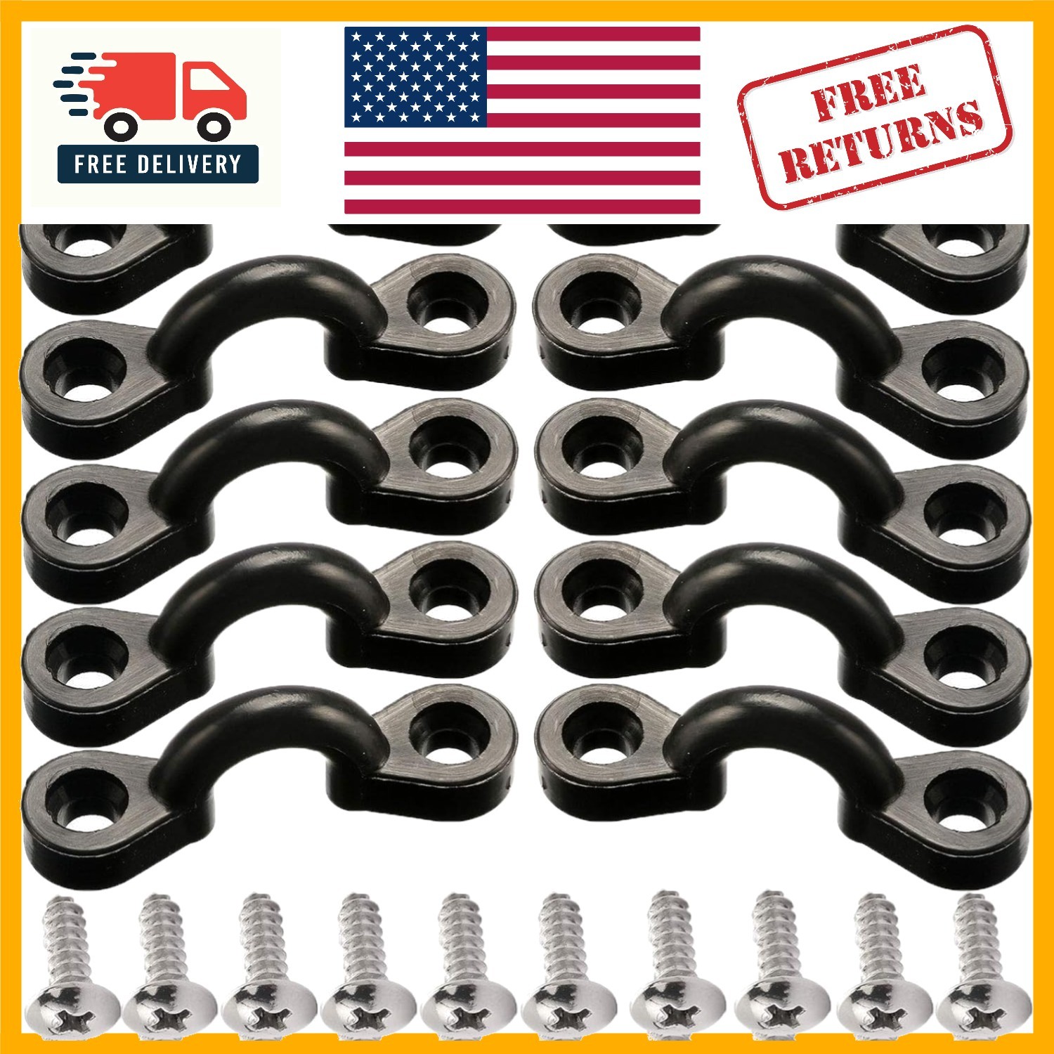 10PCS Nylon Pad Eye Kit with 20 Stainless Steel Screws for Kayak Rigging
