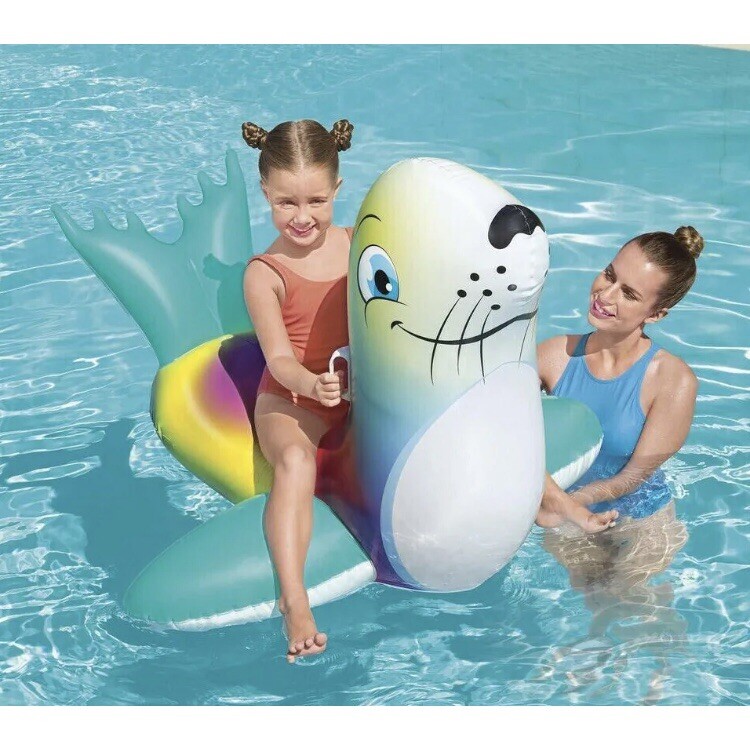 H2O GO Flash n’ Splash Seal Ride-On Pool Float Kids Swim Ages 3+ 61 inches