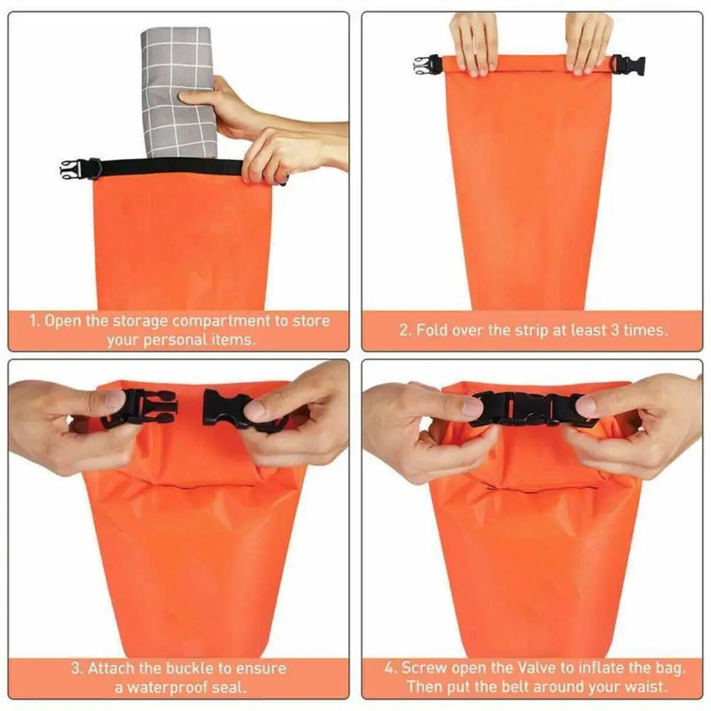 Outdoor Safety Swimming Buoy – Waterproof PVC Float Bag with Waist Belt & Storag