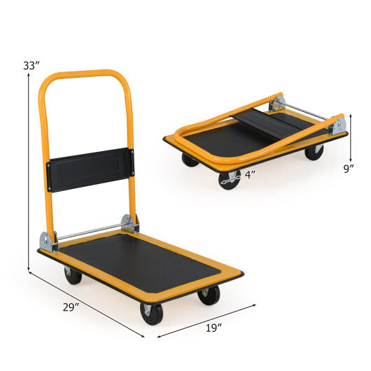 Costway Platform Cart Dolly Foldable Warehouse Push Hand Truck-Black – Color: Bl