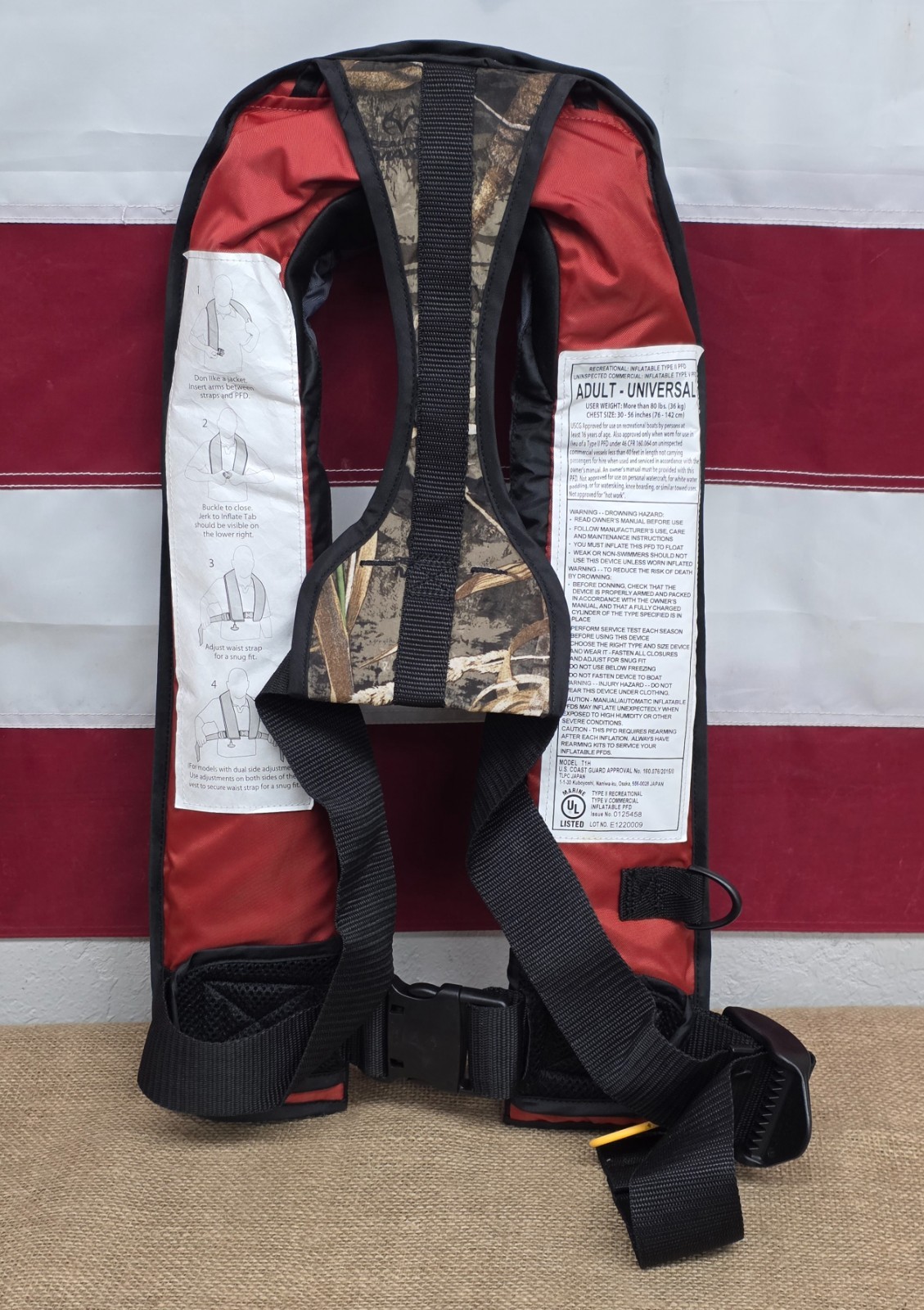 Bluestorm Stratus 35 MAX5 Camo Inflatable Life Jacket USCG Approved Type 2 PFD