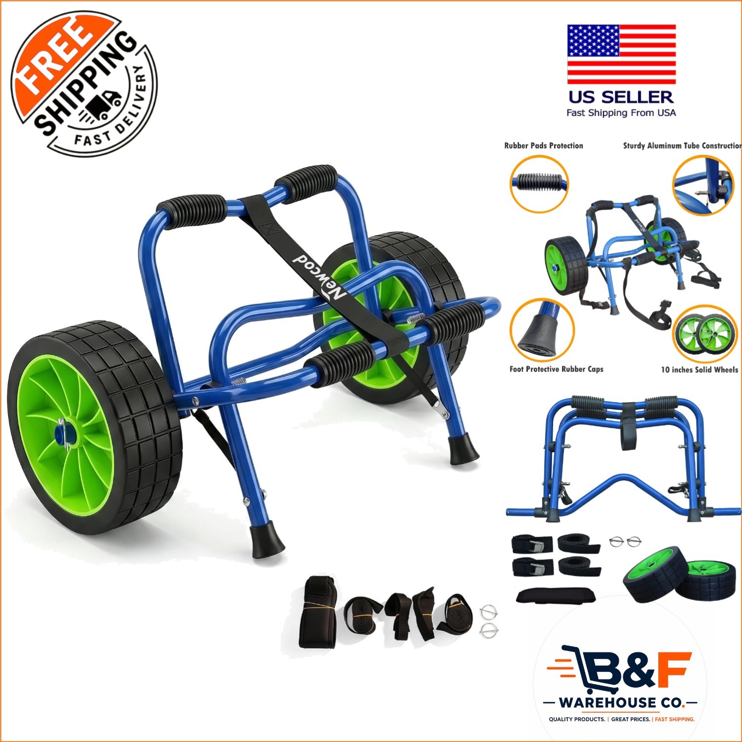 Foldable Kayak Cart – Heavy-Duty 165 lbs Capacity, Easy Transport for Kayaking