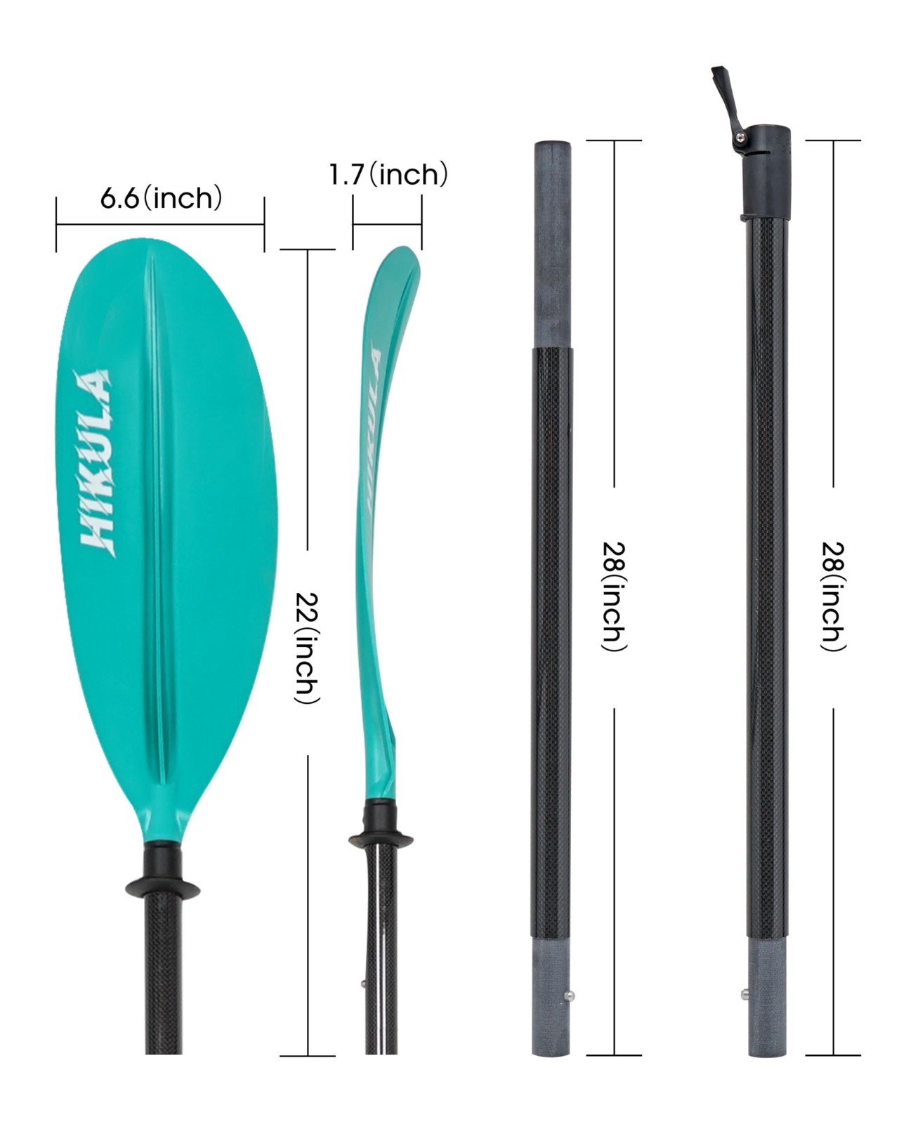 Adjustable Carbon Fiber Kayak Paddle, 4-Piece Oars with Reinforced Nylon Blade,