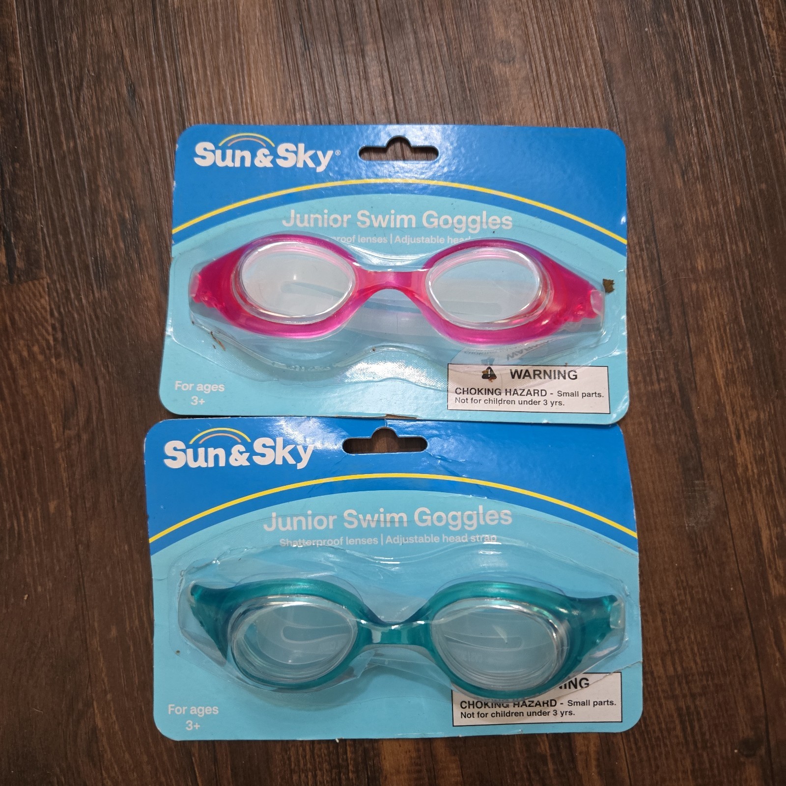 Syn & Sky Kids Swim Goggles 2 Blue/teal & Pink New Sealed Water Googles