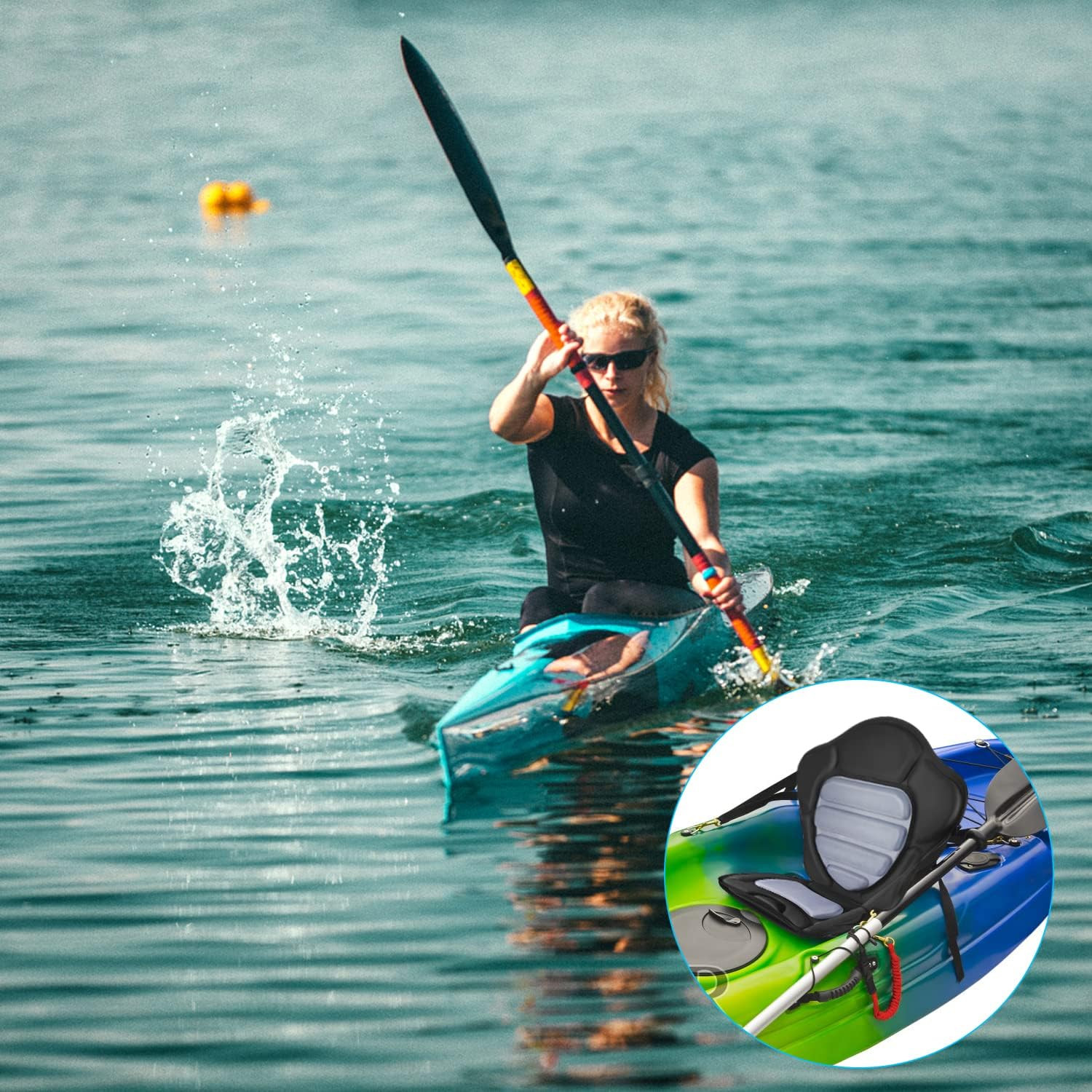 Kayak Seats – 1/2 Pck, Thicken Padded Seat Cushion with Back Support, Canoe & Oc