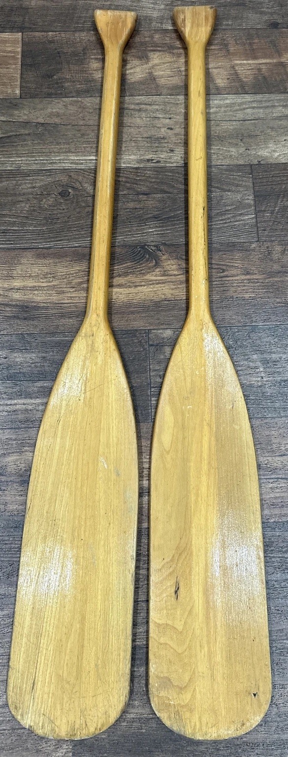 Feather Brand Caviness Woodworking Co Pair of 48” Long Wooden Oars Made in USA