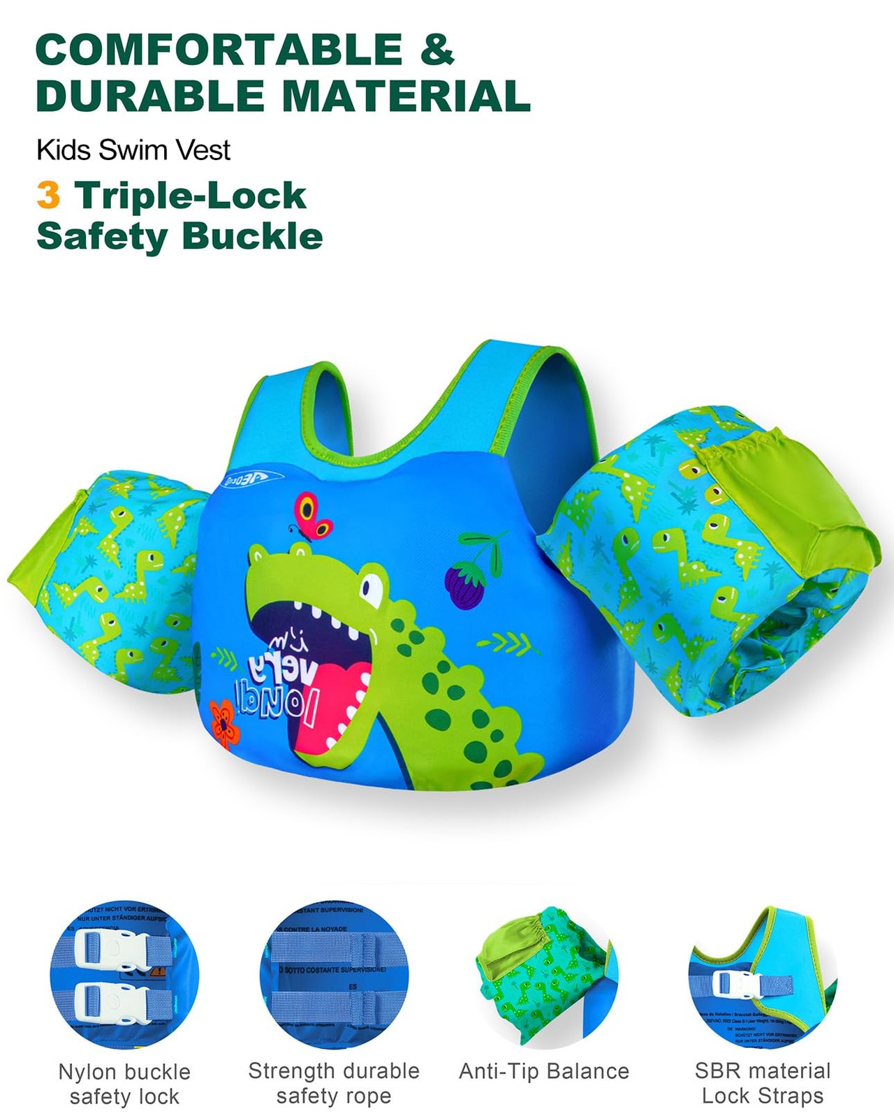AEOCOO Puddle Float Jumper 20-30 Pounds, Toddler Swim Vest for 1-2 Years Old,