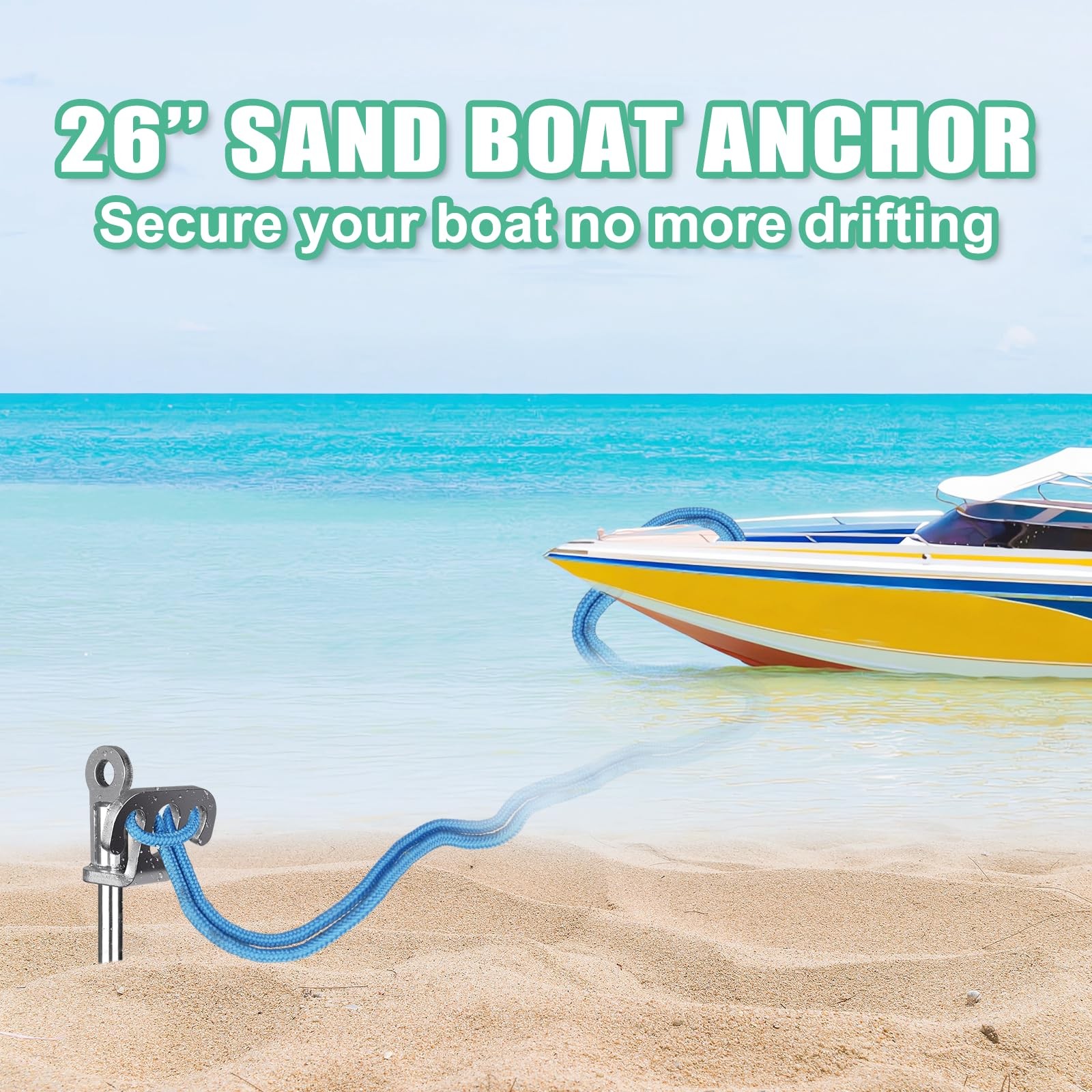 Dolibest 304 Stainless Steel Boat Sand Anchor, 26″ Fully Welded Screw-in Sand…