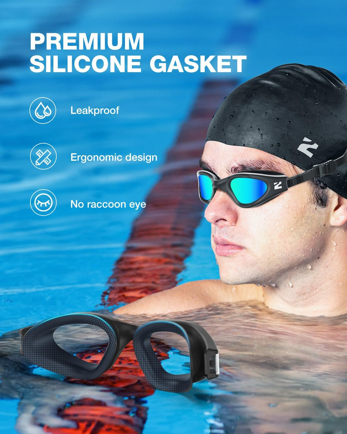 Gafas natacion con gorro antiniebla comodo para adultos hombres y mujeres