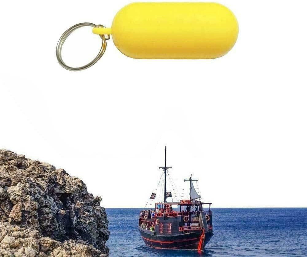 5Pcs Boat Floating Keychains 2.68X0.98In Yellow Buoy Float Key Pendant Oval Shap