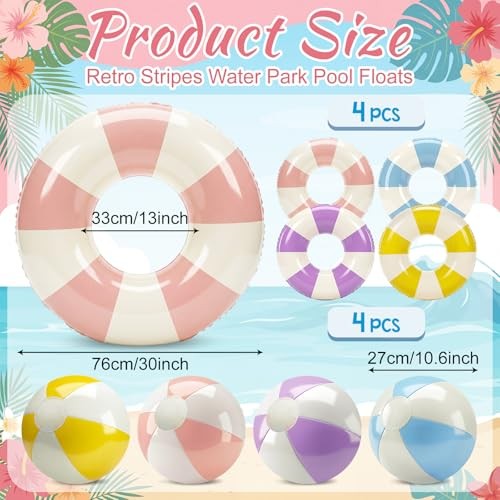 Pcs Striped Pool Floats Inflatable Swimming Float Multi Stripe 8 Various Color