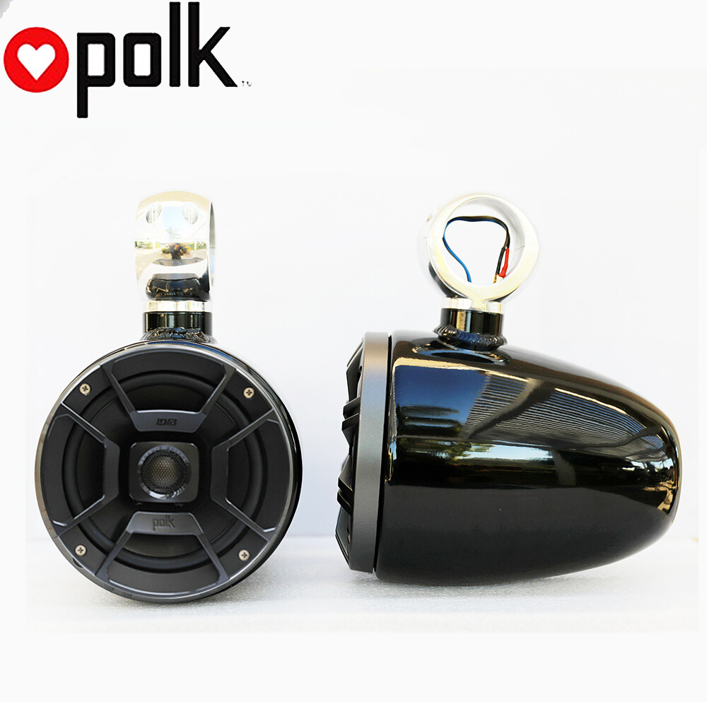 Reborn Black Launch Forward-facing Wakeboard Tower + Pair Polk Wakeboard Speaker