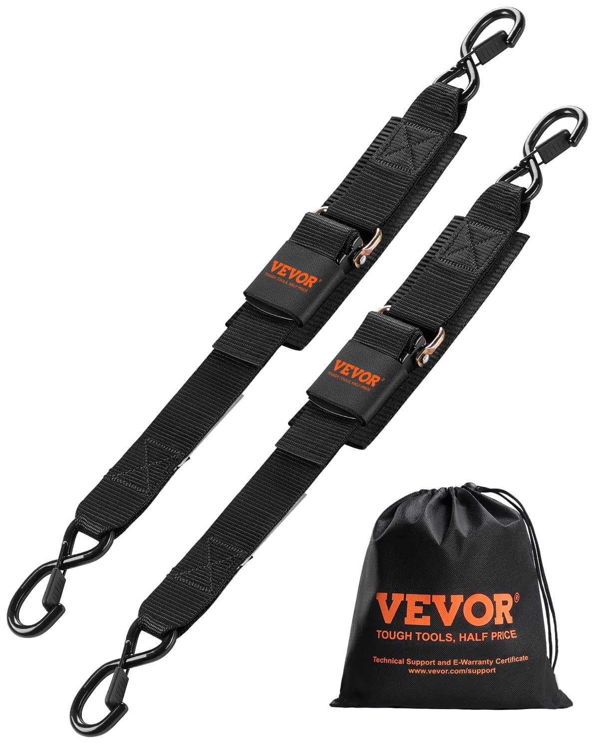 VEVOR Boat Trailer Transom Straps (2PK), 2’’ x 24’’ 2 in x 24 in, Black