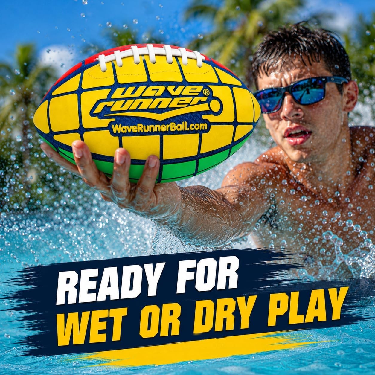 Waterproof Grip It Football, Portable 9.5in Ball for Beach Pool Backyard Family