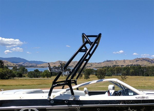 Reborn 2025V LaunchX Forward-Facing Wakeboard Tower Matt Black W/ Anodized Top