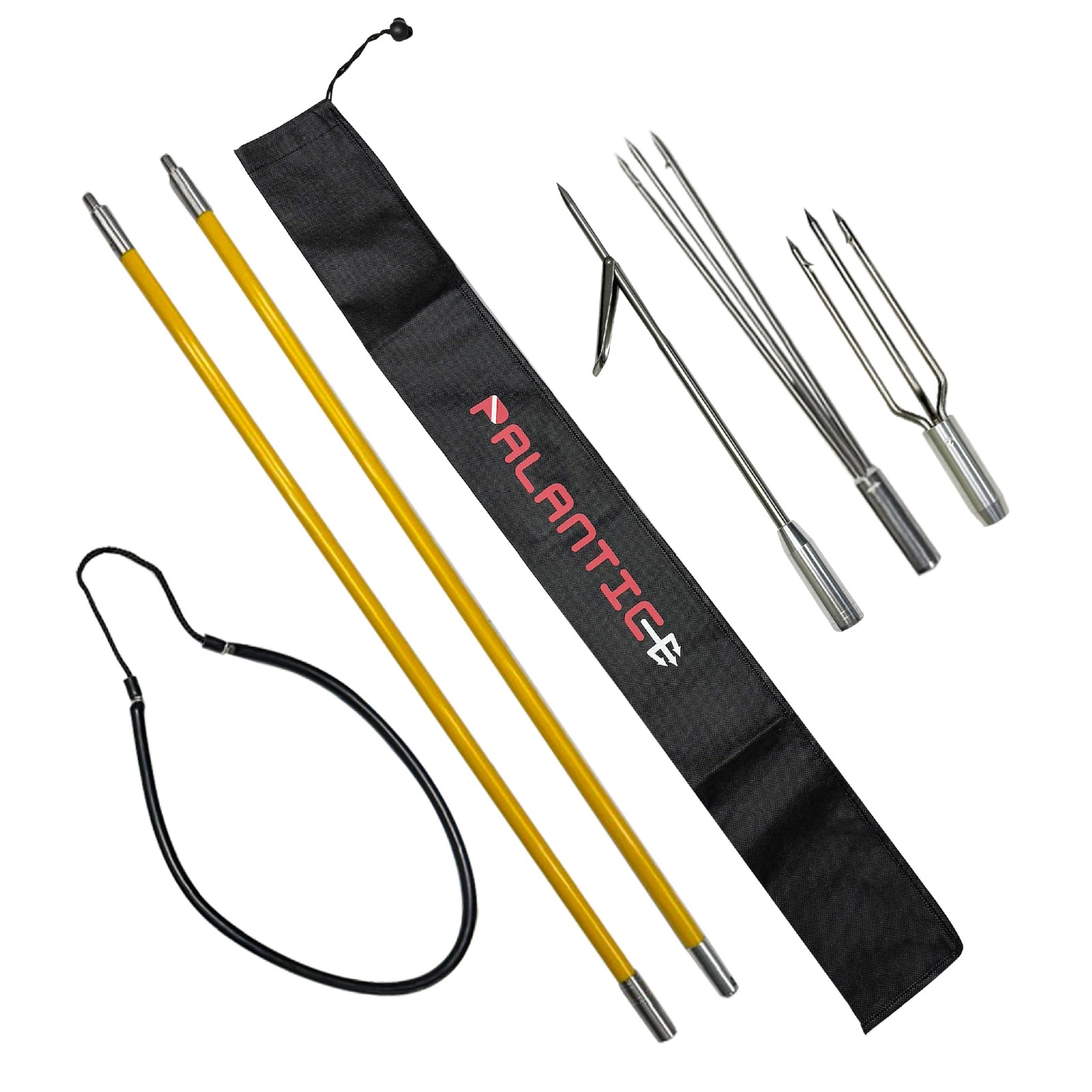 5′ (-Piece) Fiberglass Travel Pole Spear, 3 Speartip Set (12″ Paralyzer, Sing…