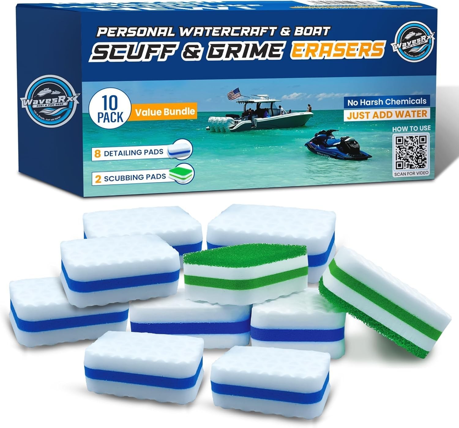 WAVESRX Marine Scuff and Dirt Eraser Sponges for Boats, Jet Ski & PWC
