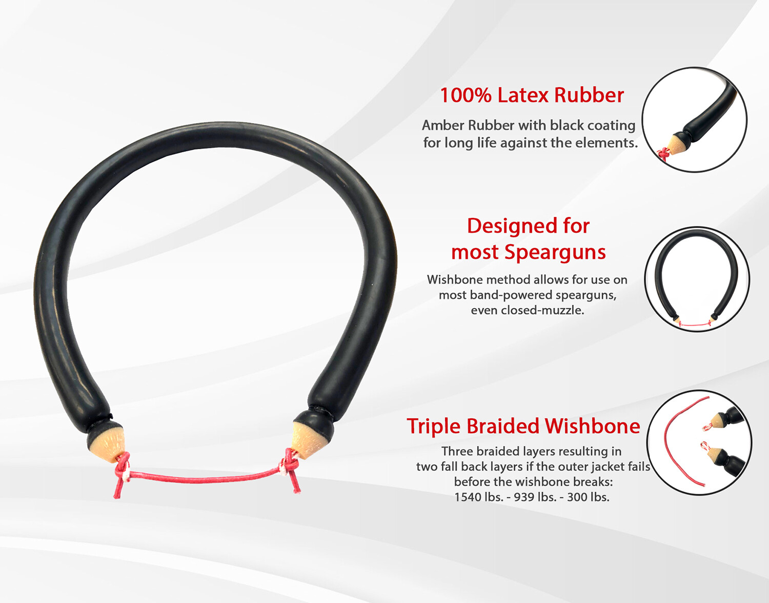 Speargun Custom Rubber Bands 16 mm (5/8″) with Spectra Wishbone