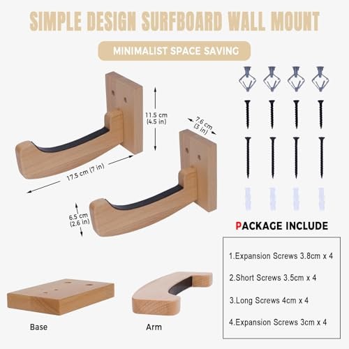 Surfboard Wall Mount Wooden Surf Board Wall Racks for Storage and Display Your
