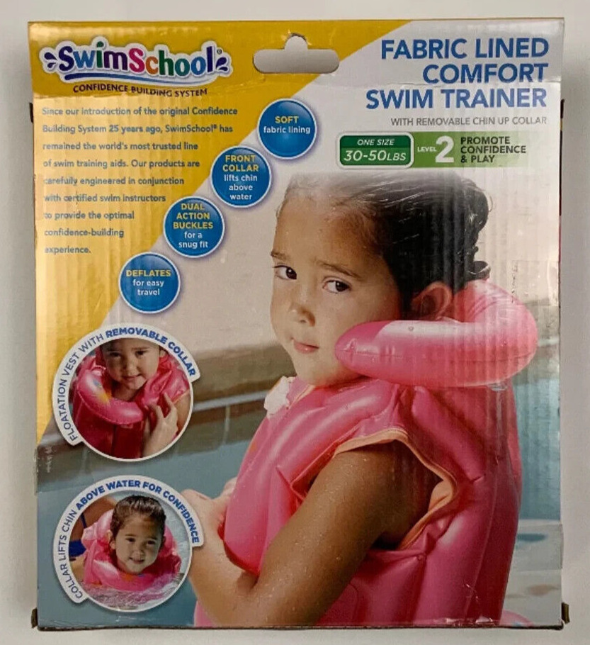 SwimSchool Fabric Lined Comfort Swim Trainer PINK 30 – 50 Pounds Level 2