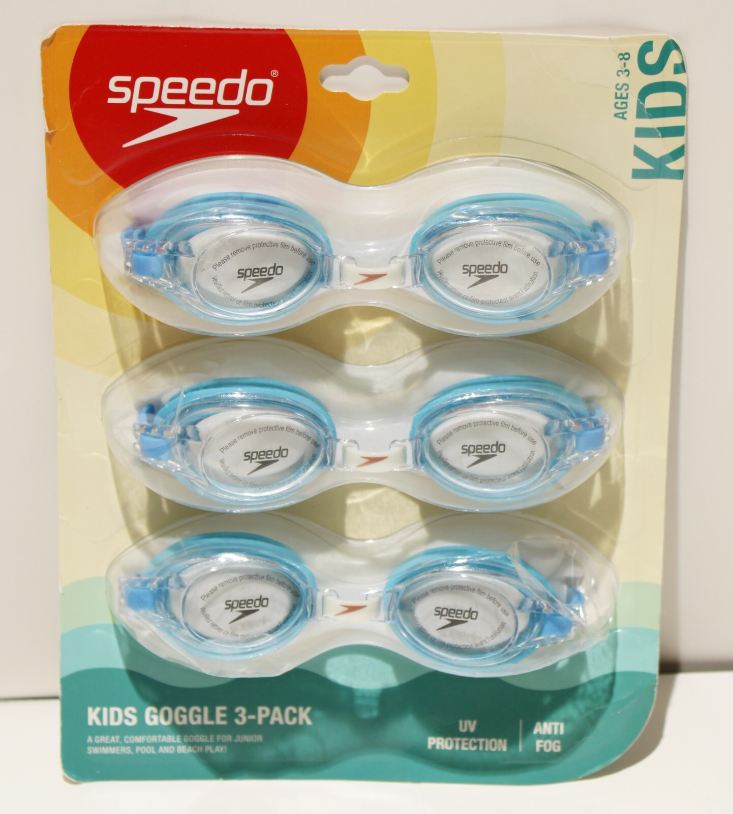 SEALED Speedo Kids Recreation Swim Goggles 3-8yrs 3pk