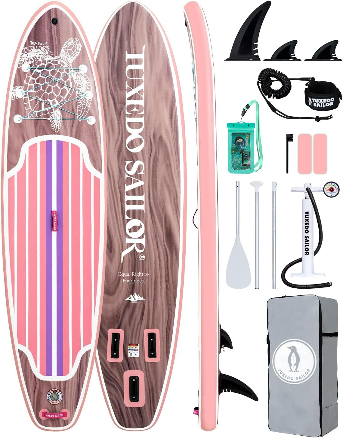 10’6″/11′ Inflatable Stand up Paddle Board with SUP Accessories, Anti-Slip EVA D