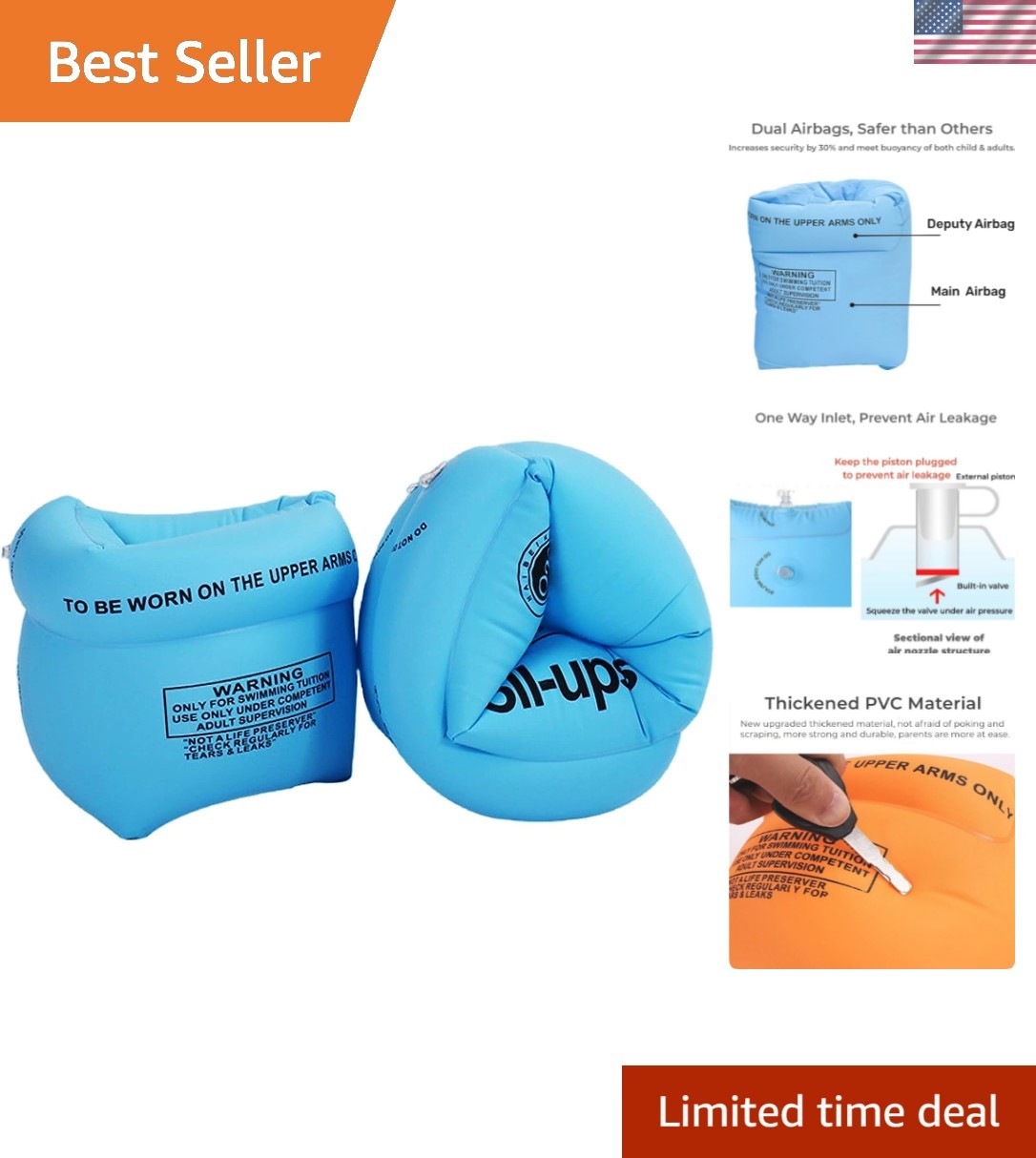 2-4 Pack Arm Floaties Swimming Rings for Kids Children Adults, Pool Floats Ar…