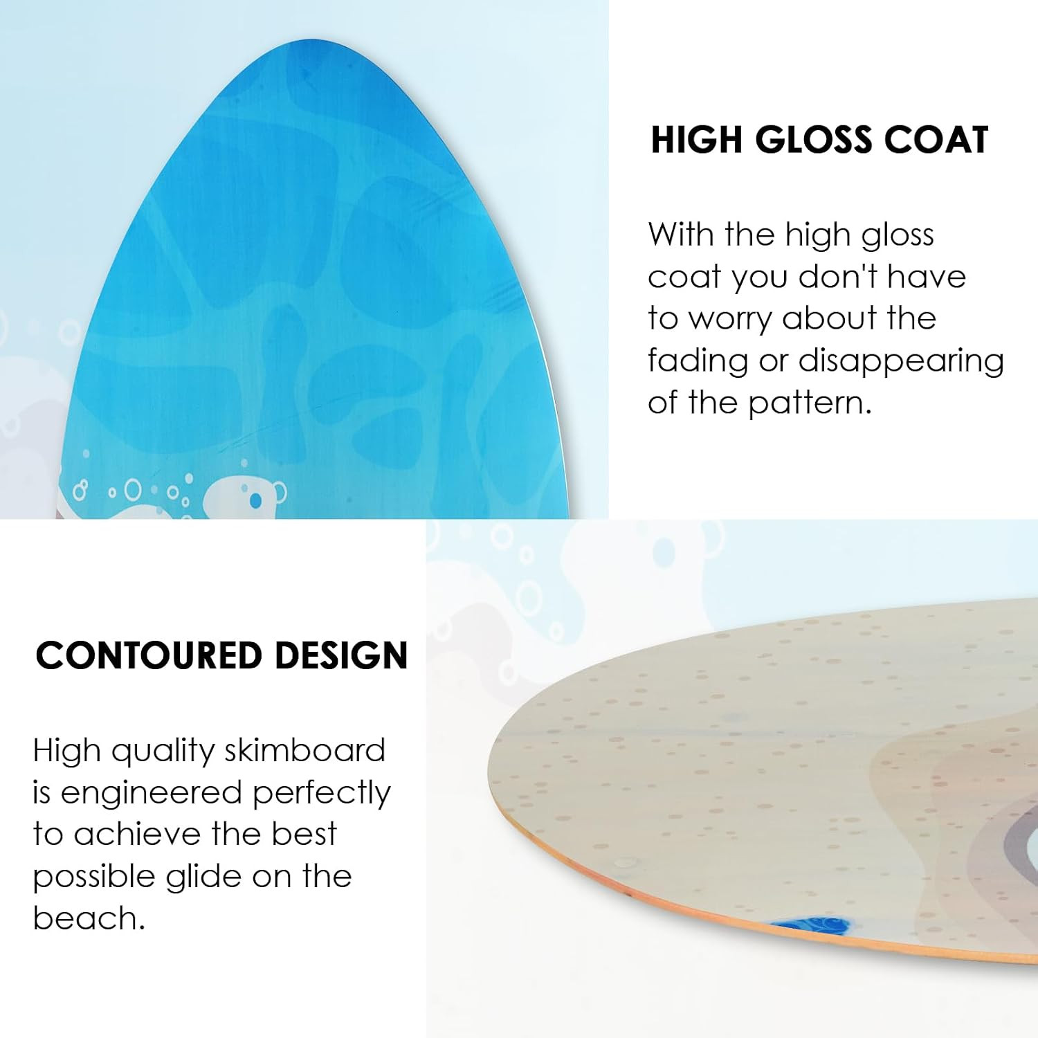 35 Inch Skimboard with High Gloss Coat Wood Skim Board for Beginners,Kids, Teena