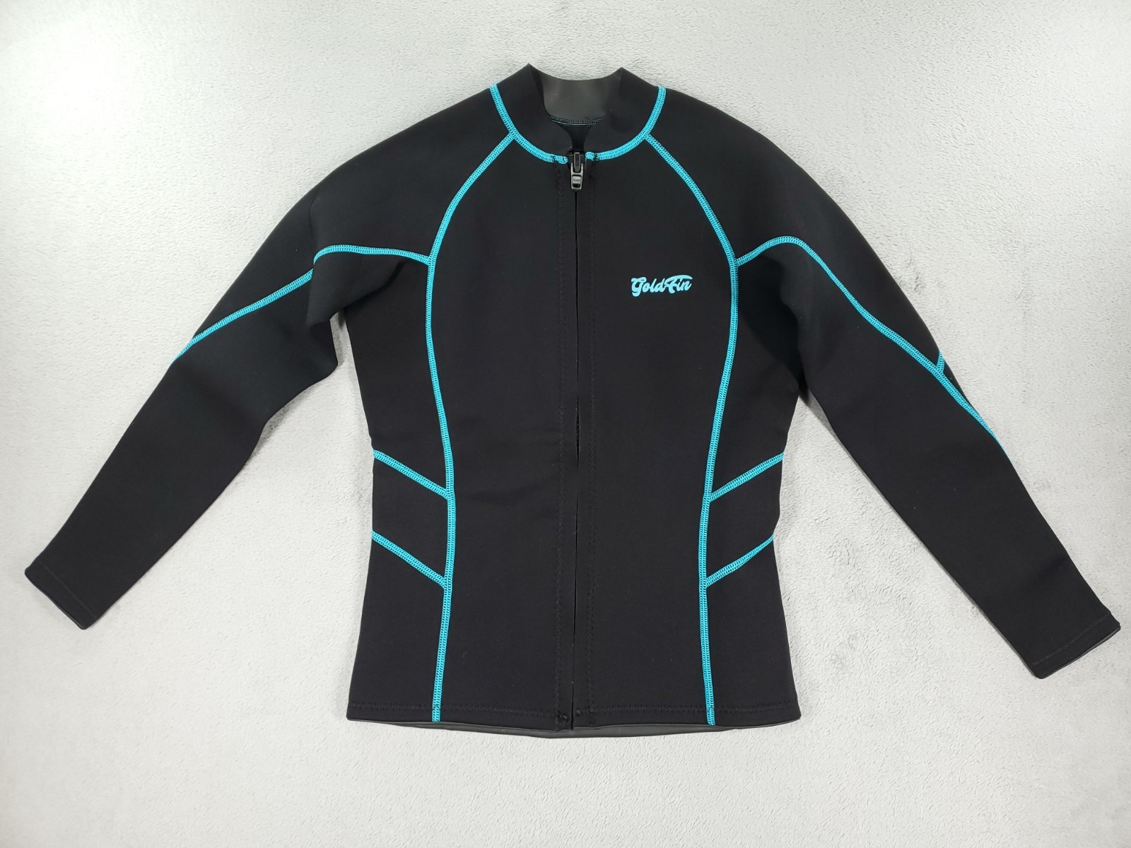 Goldfin Wetsuit Womens M Black Cyan 2 Piece Full Length Long Sleeve Diving Surf