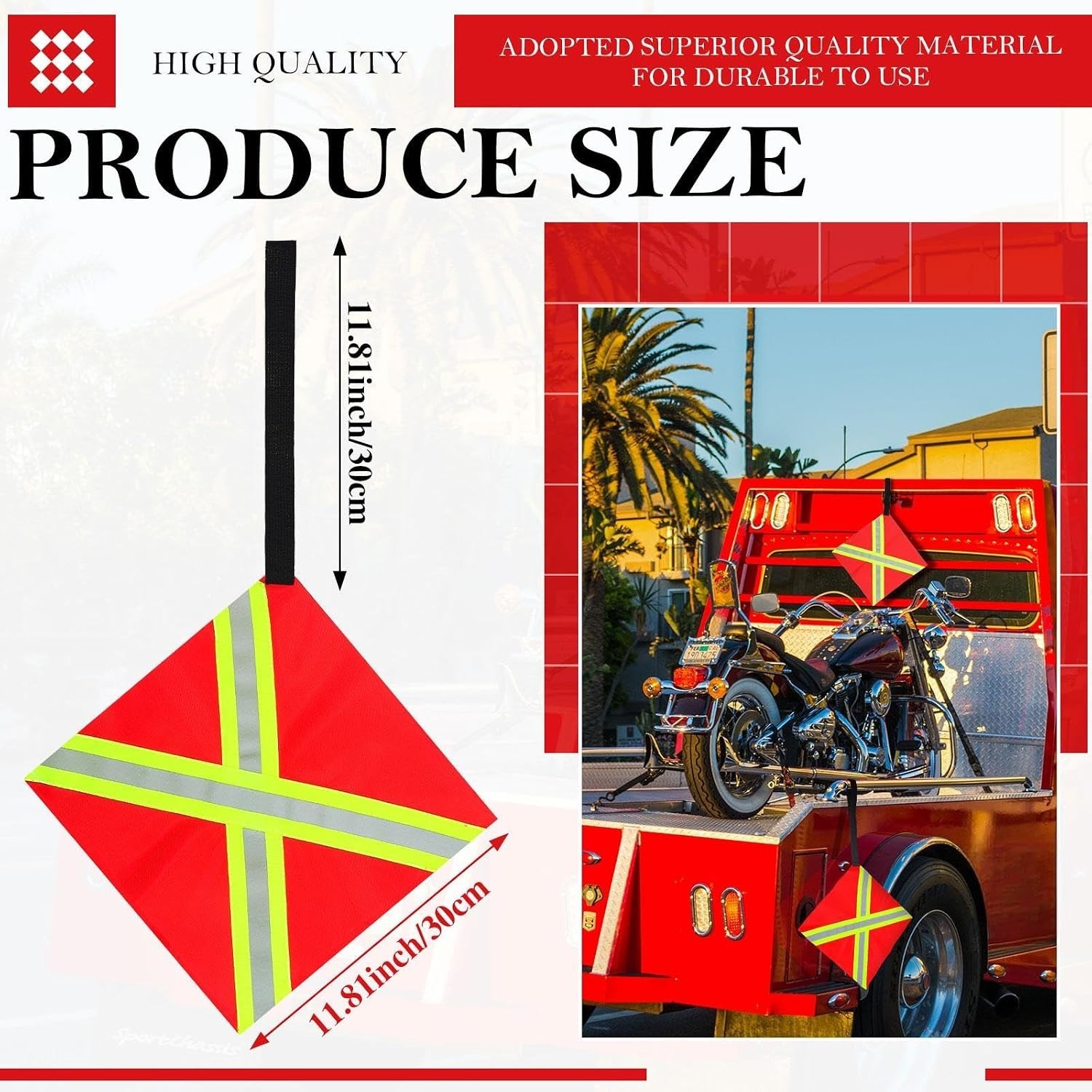 4 Pcs Safety Red Tow Flag for Truck Reflective Warning Kayak Red Flag Truck Load