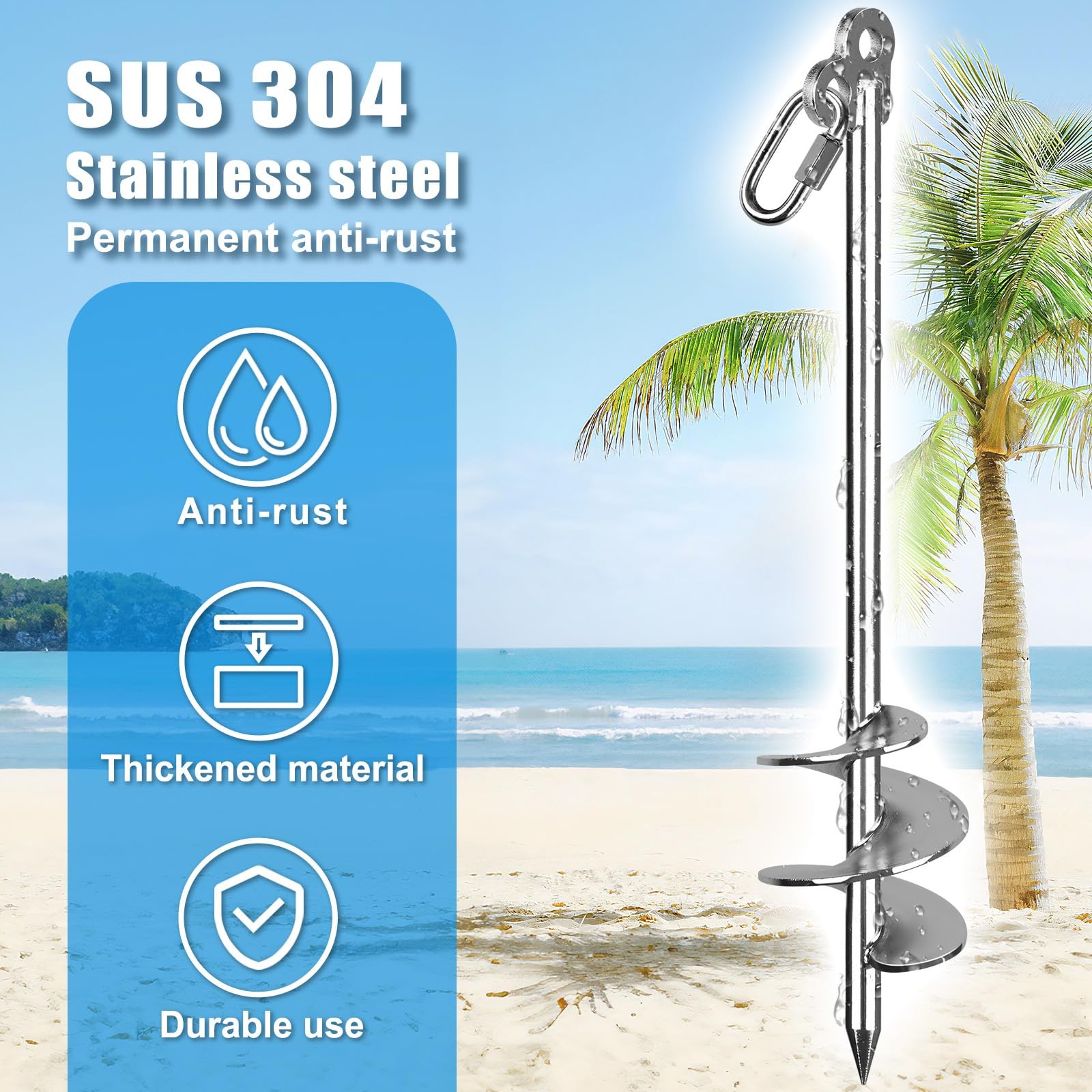 17″ Sand Anchor for Boats, Screw in Boat Anchor for Shallow Water, Jet Ski An…