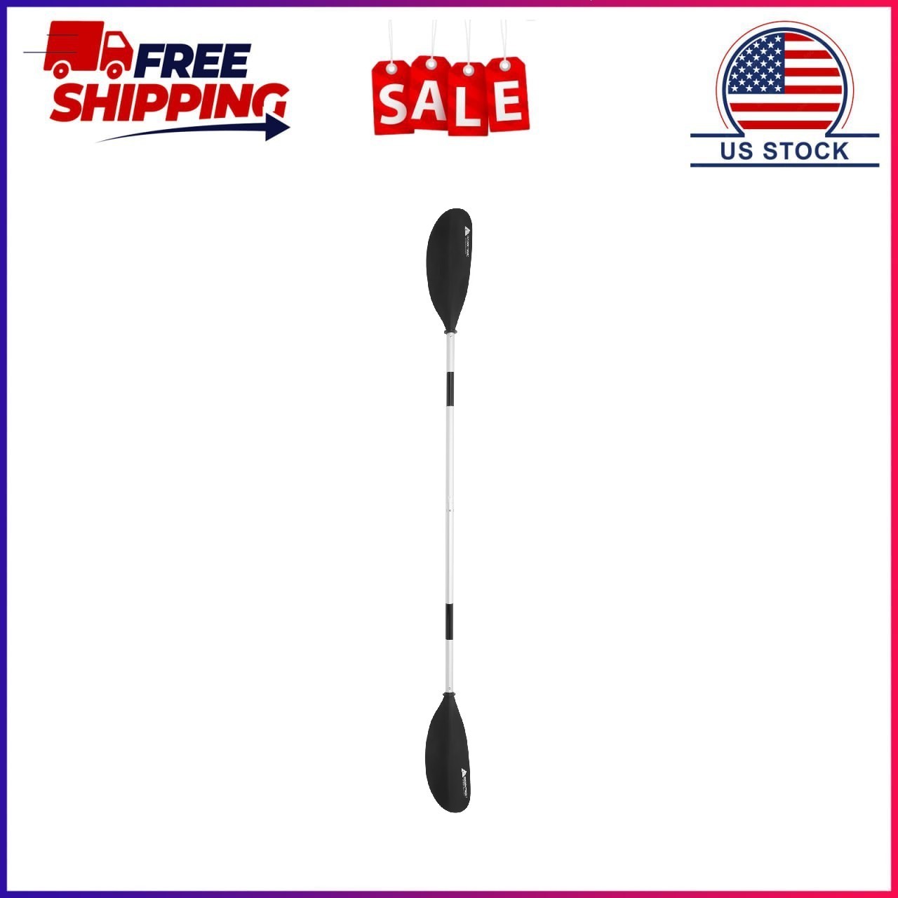 (2 pack) Ozark Trail Black Aluminum and Plastic Adjustable 2-Piece Kayak Paddles