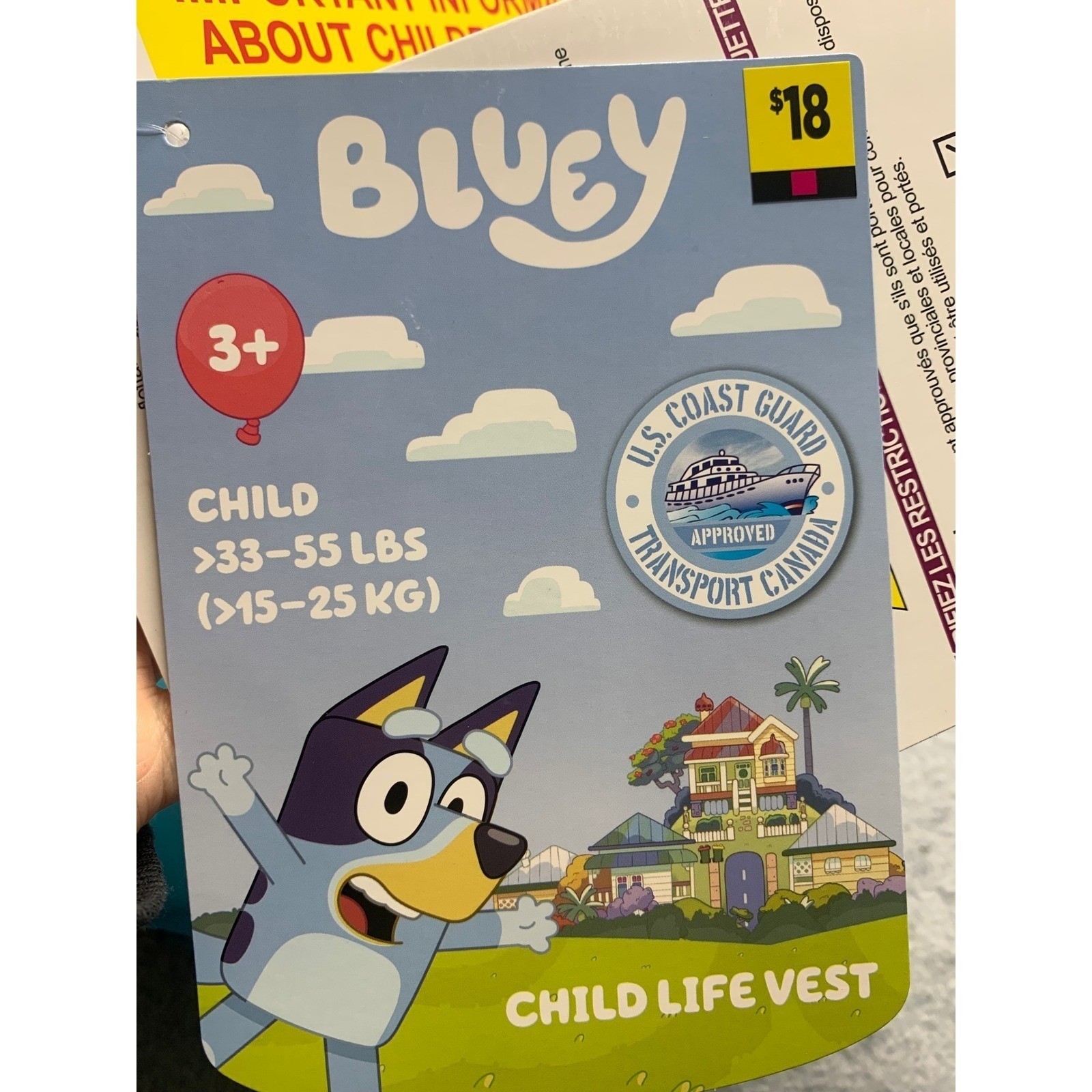 Bluey Child Life Vest Arm Floaties Swim Safety Aid for Kids 3+ Years 33-55lbs