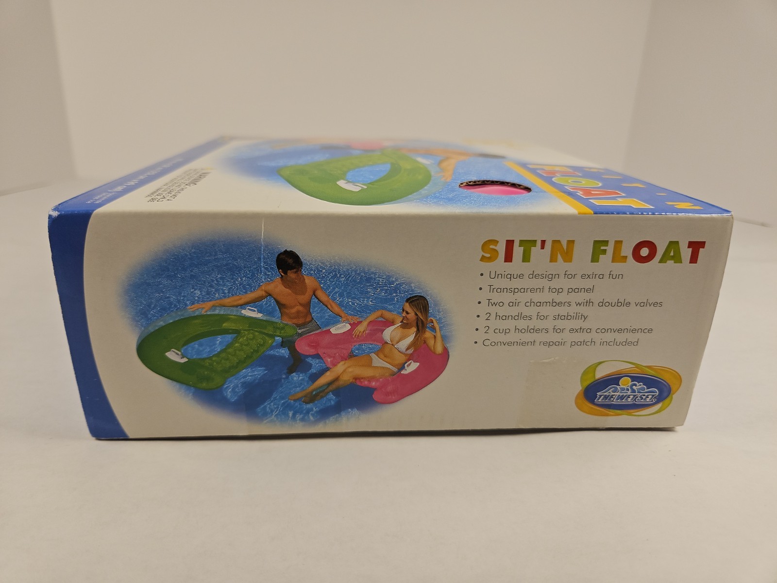 The Wet Set Sit N Float INFLATABLE Pool LOUNGE 60″ X 39″ 2 handles 2 cup holders